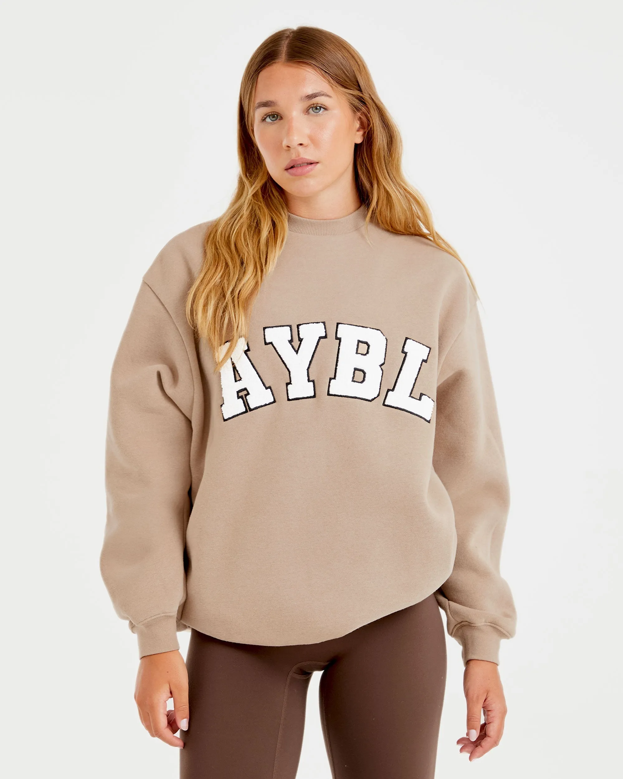 Varsity Oversized Sweatshirt - Latte Brown sold by AYBL