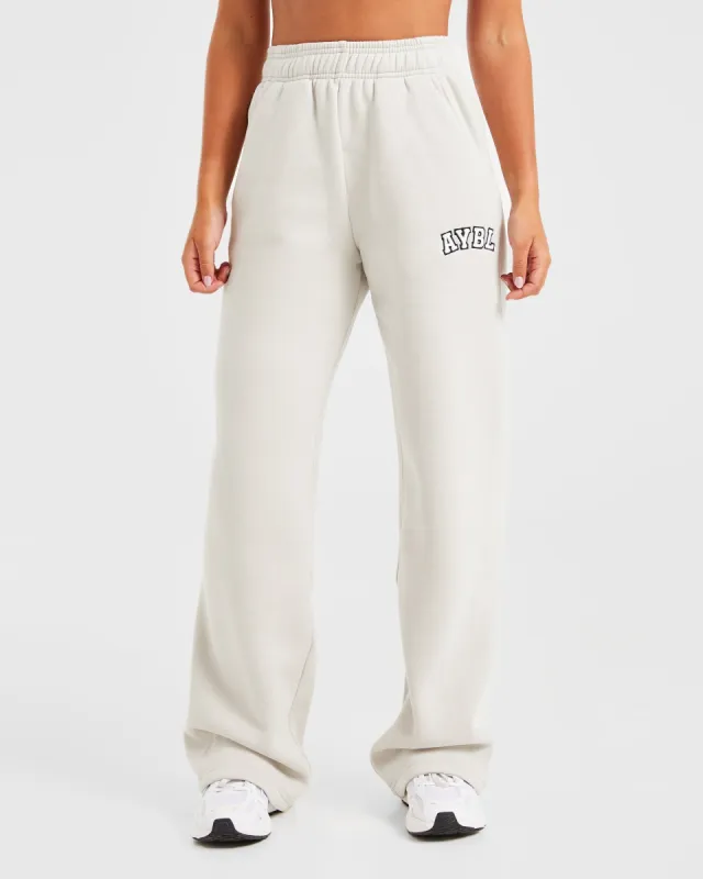 Varsity Oversized Straight Leg Joggers - Sand sold by AYBL