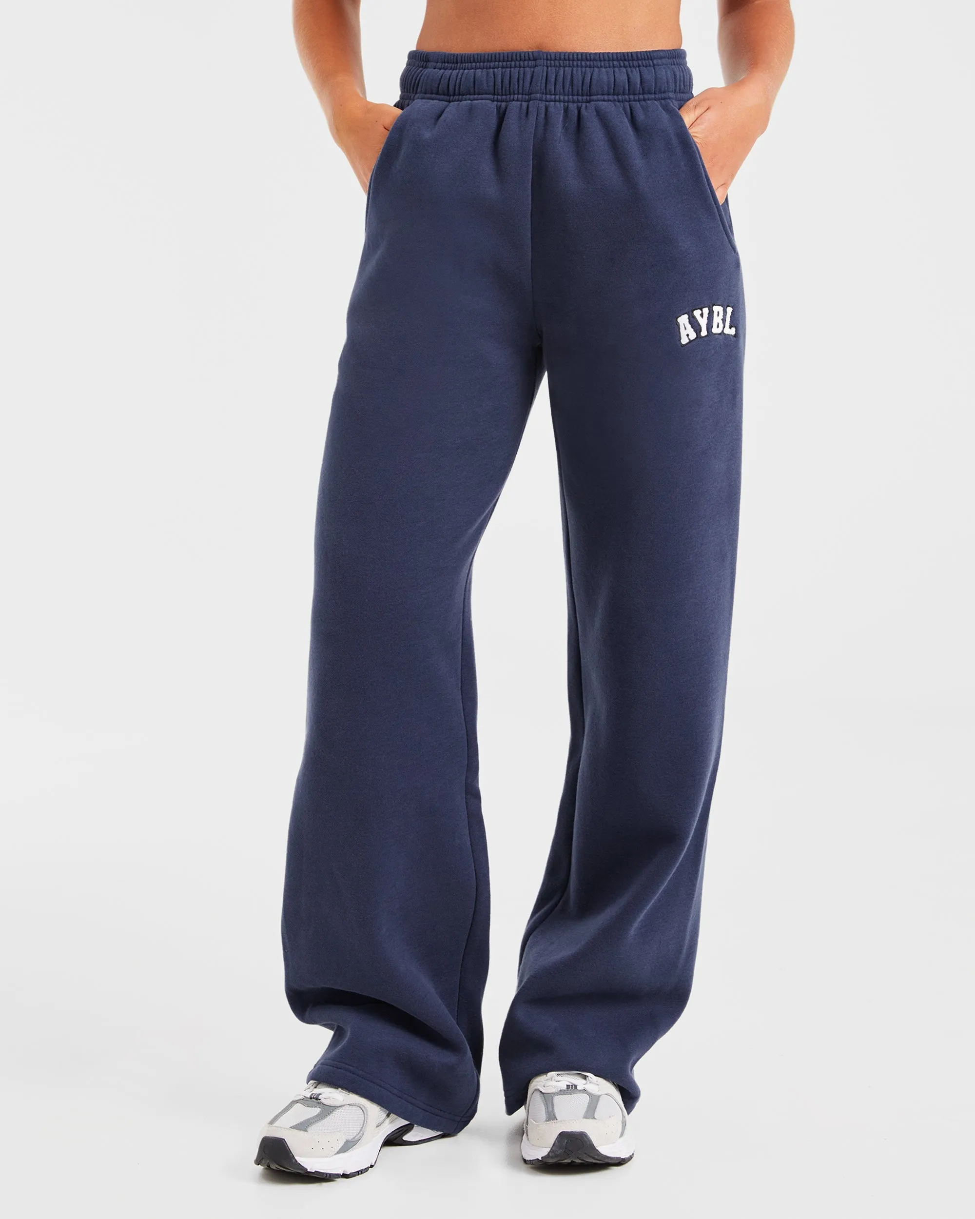 Varsity Oversized Straight Leg Joggers - Navy sold by AYBL