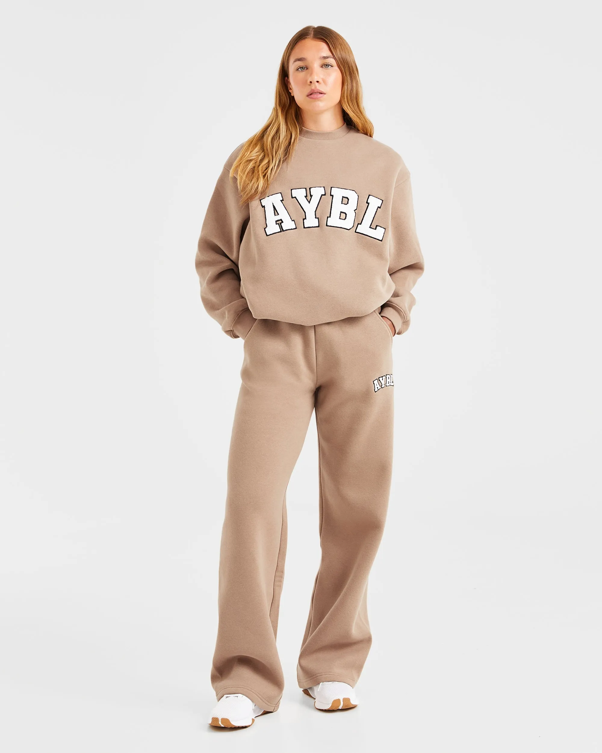 Varsity Oversized Straight Leg Joggers - Latte Brown sold by AYBL product image thumbnail 3