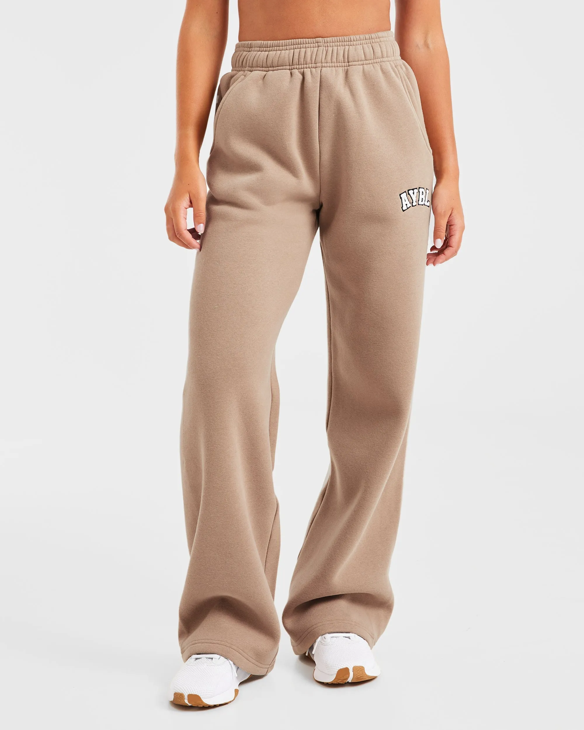 Varsity Oversized Straight Leg Joggers - Latte Brown sold by AYBL