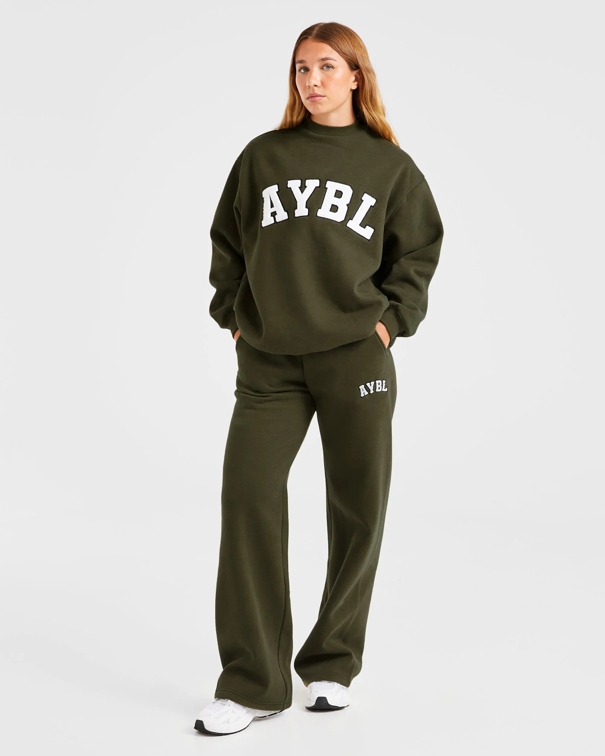 Varsity Oversized Straight Leg Joggers - Khaki sold by AYBL product image thumbnail 3