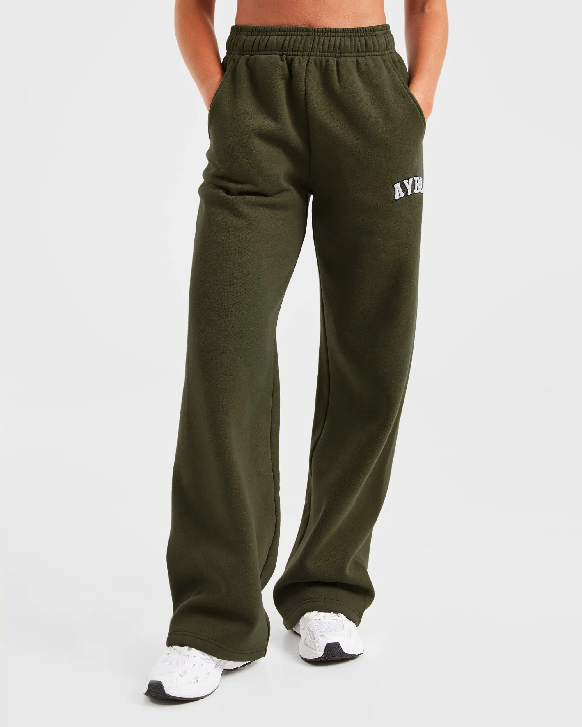 Varsity Oversized Straight Leg Joggers - Khaki sold by AYBL