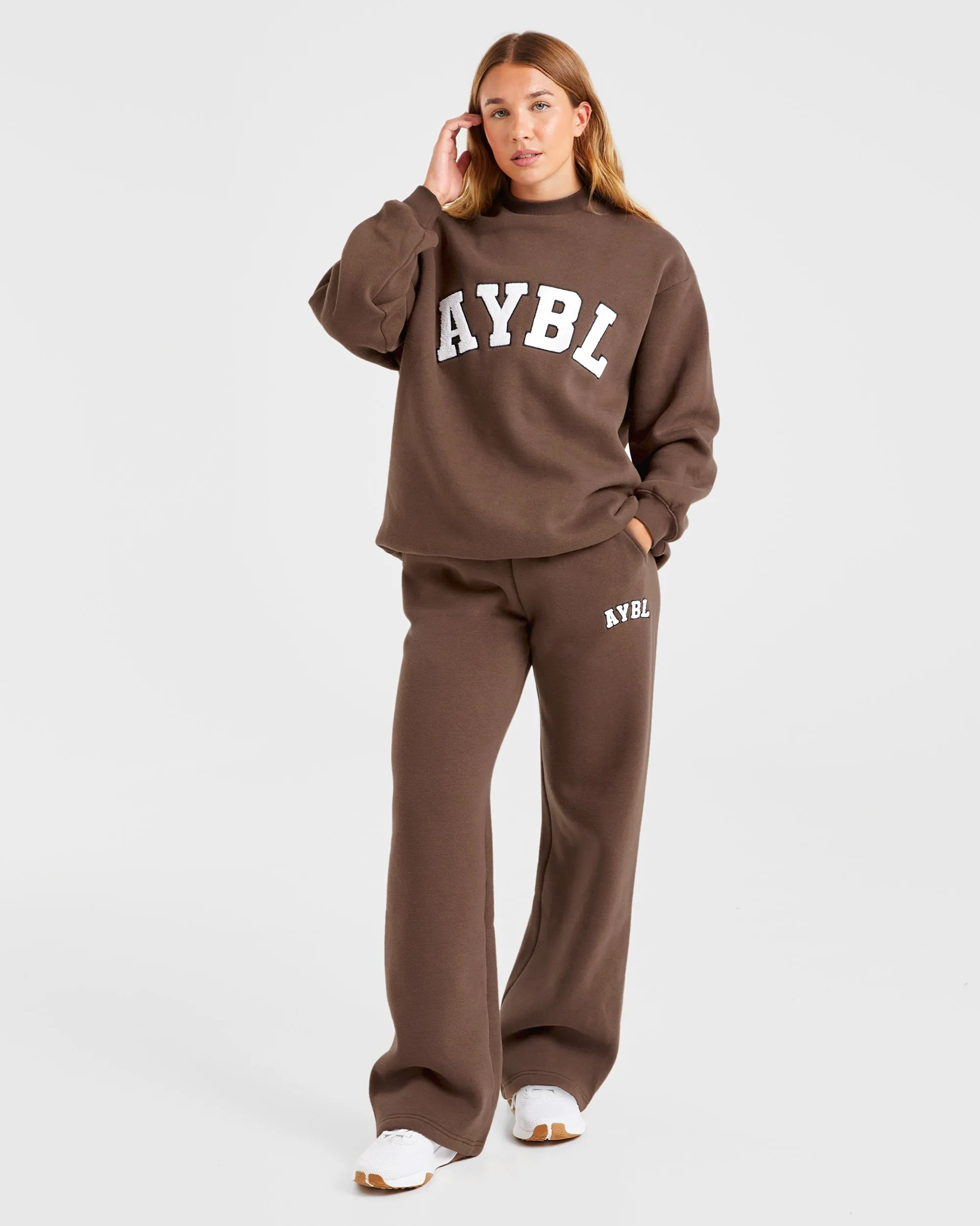 Varsity Oversized Straight Leg Joggers - Brown sold by AYBL product image thumbnail 3