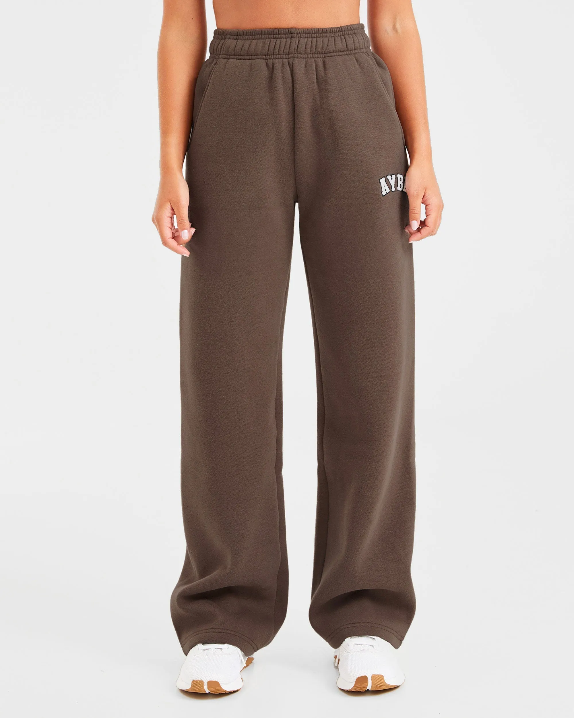 Varsity Oversized Straight Leg Joggers - Brown sold by AYBL