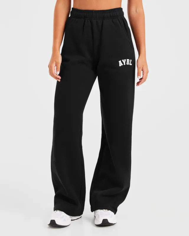 Varsity Oversized Straight Leg Joggers - Black sold by AYBL