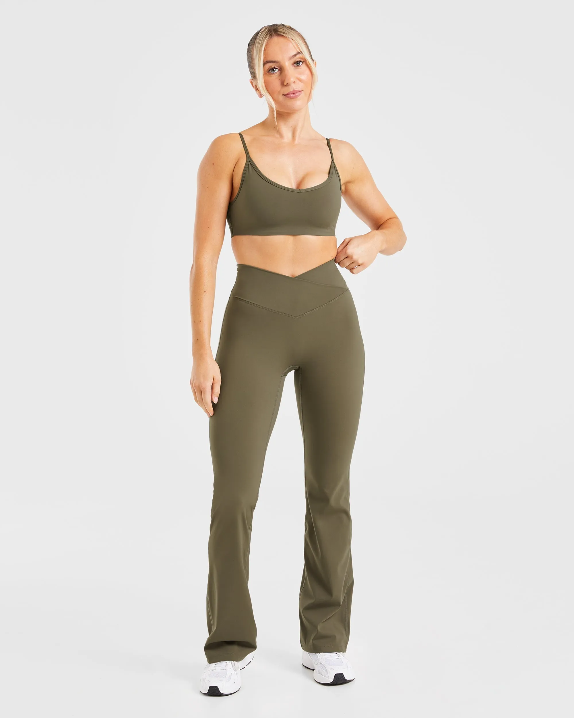 Sculpt Wrap Flared Leggings - Deep Khaki sold by AYBL product image thumbnail 3