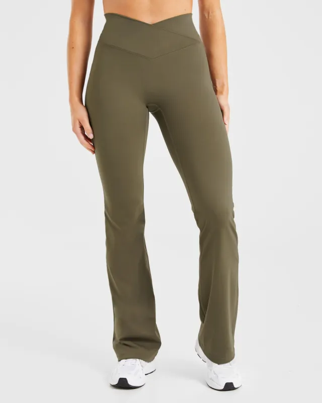 Sculpt Wrap Flared Leggings - Deep Khaki sold by AYBL