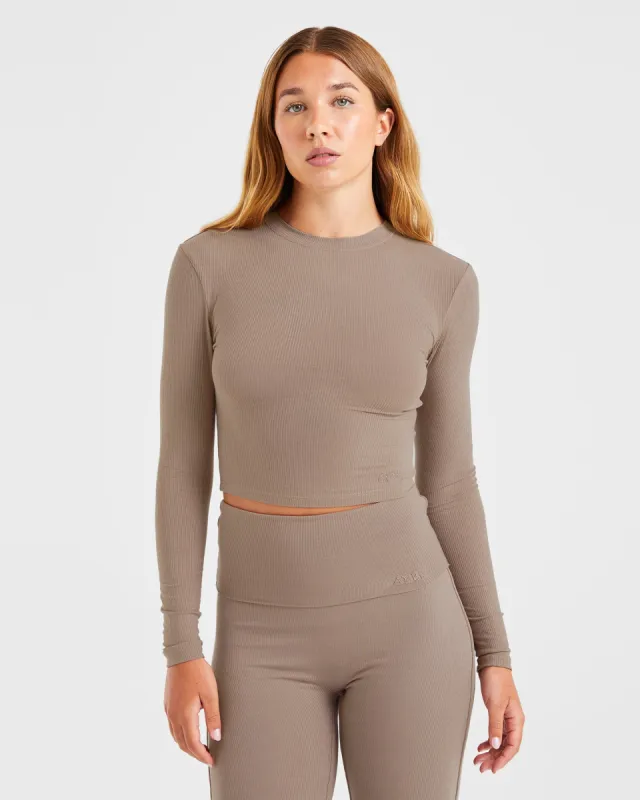 Lounge Ribbed Long Sleeve - Mocha sold by AYBL