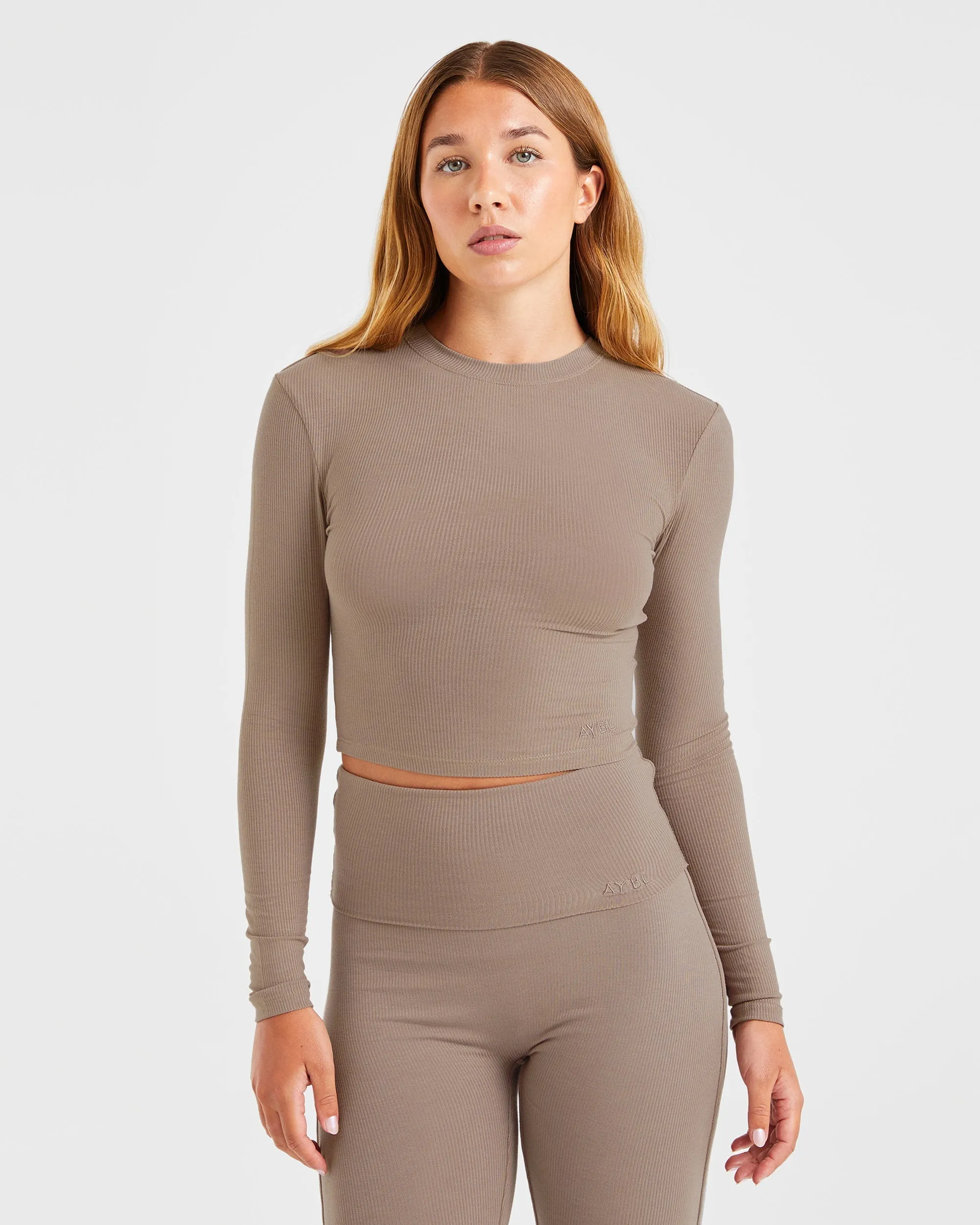 Lounge Ribbed Long Sleeve - Mocha sold by AYBL