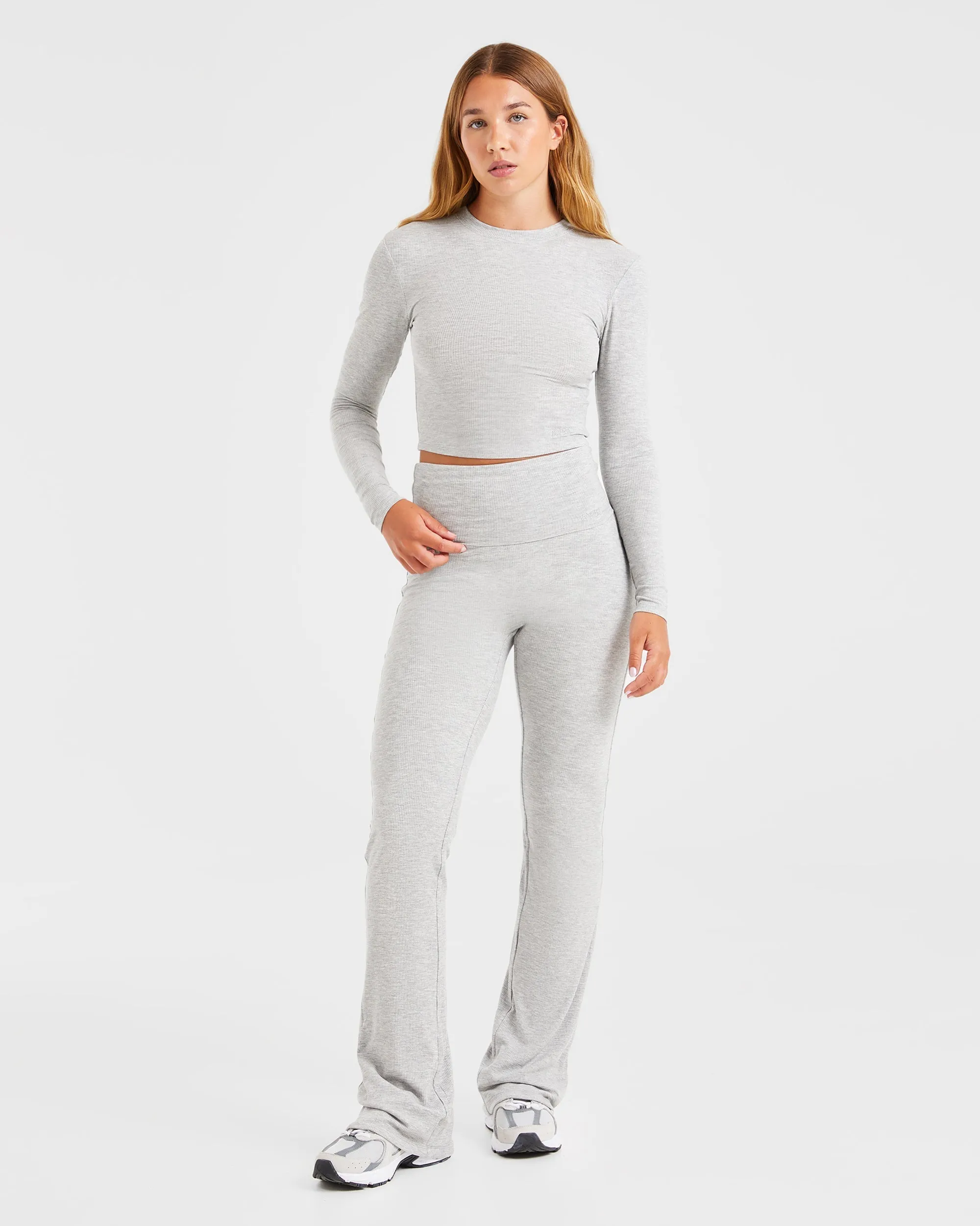 Lounge Ribbed Long Sleeve - Grey Marl sold by AYBL product image thumbnail 3