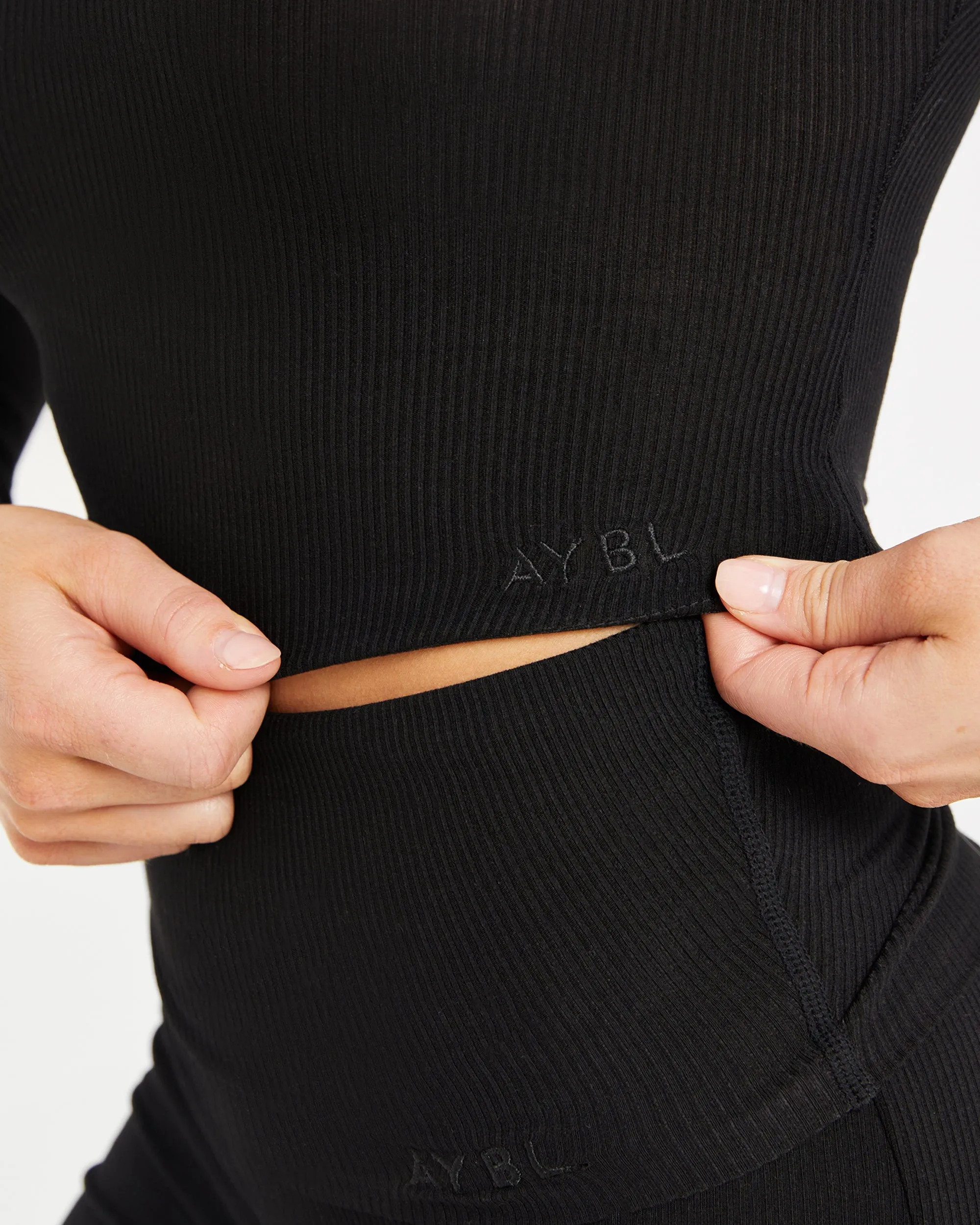 Lounge Ribbed Long Sleeve - Black sold by AYBL product image thumbnail 5