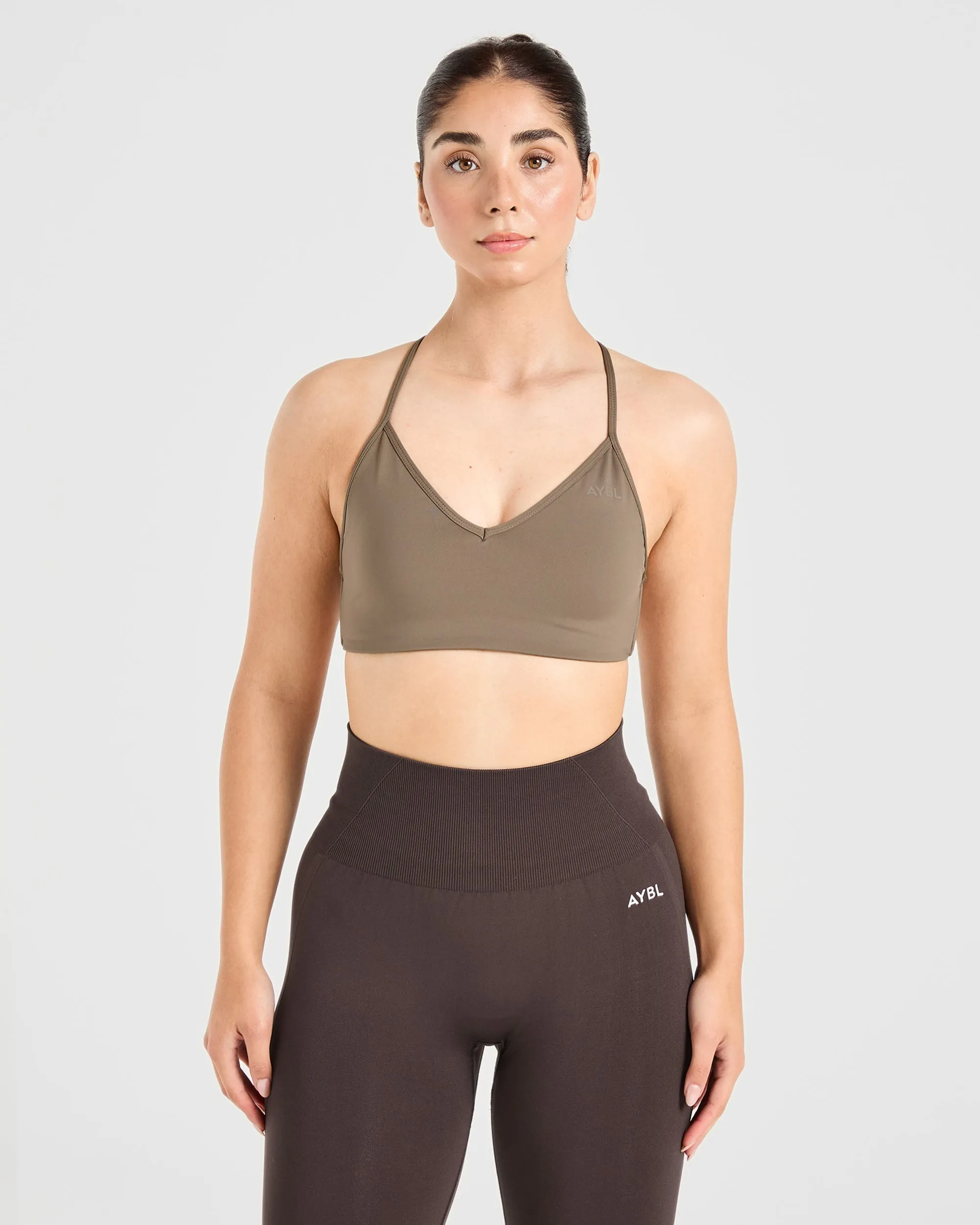 Essential Crossback Sports Bra - Mocha Brown sold by AYBL