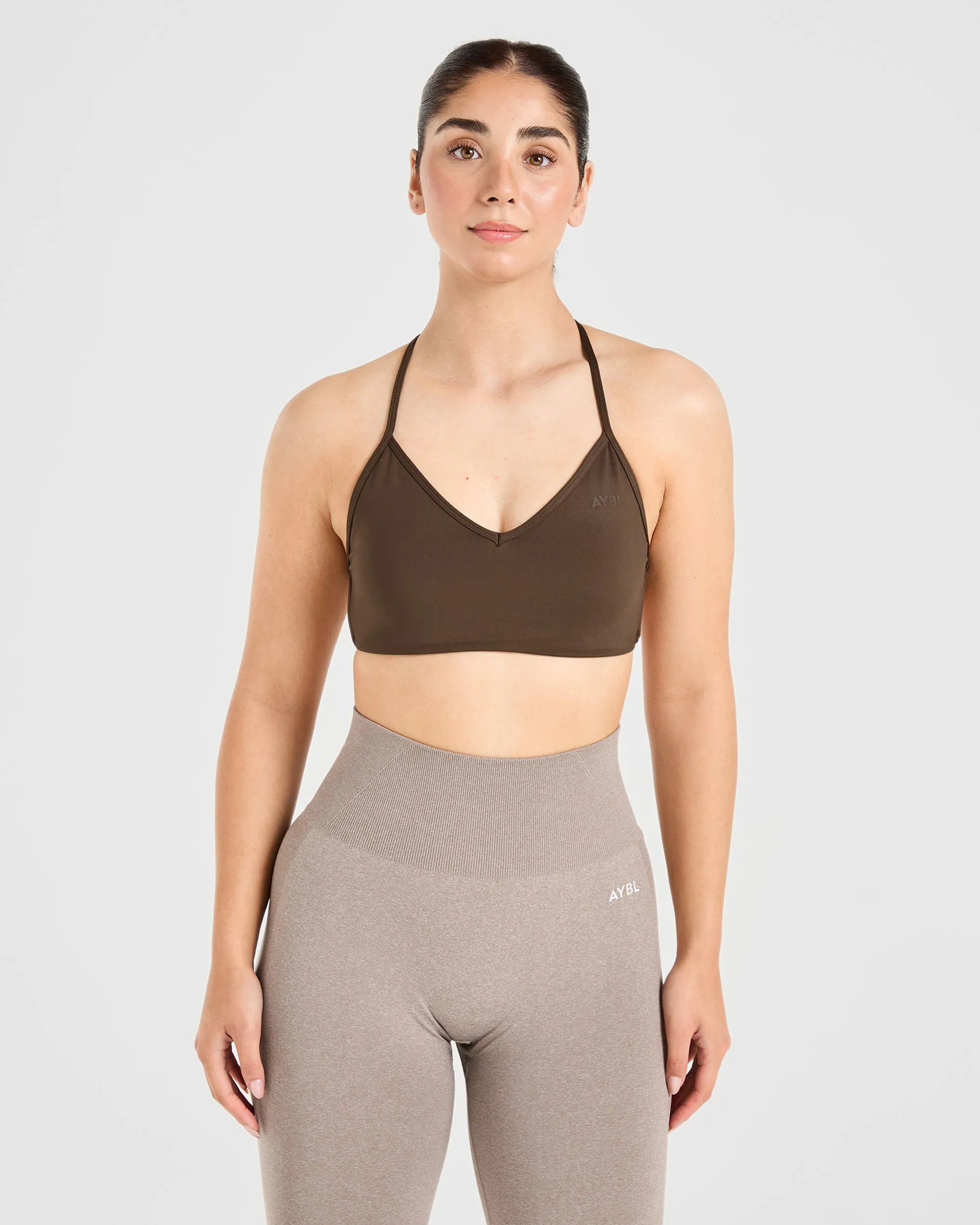 Essential Crossback Sports Bra - Deep Cocoa Brown sold by AYBL