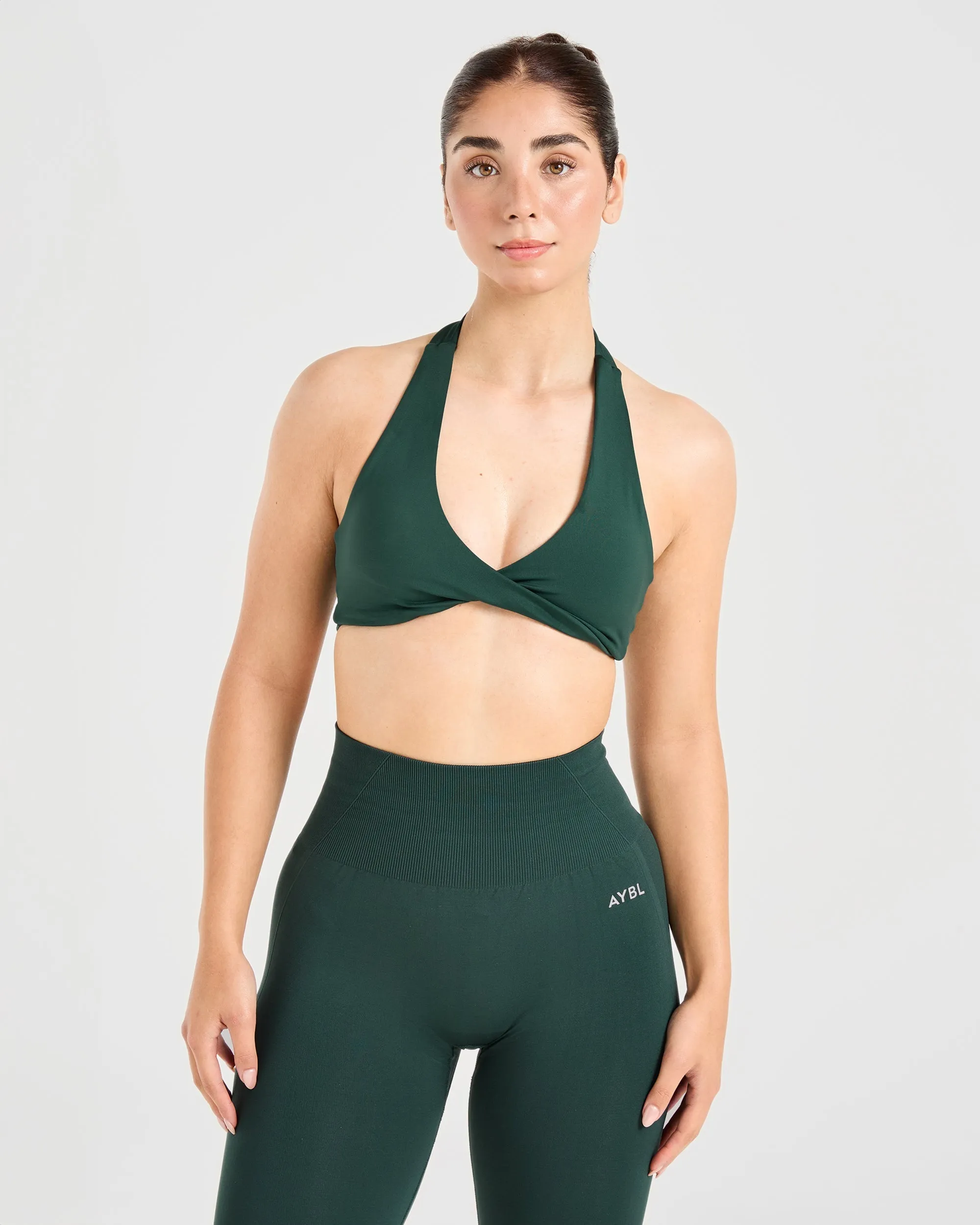 Essential Halterneck Sports Bra - Deep Green sold by AYBL