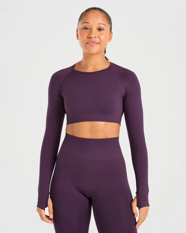 Power Seamless Long Sleeve Crop Top - Grape Wine sold by AYBL