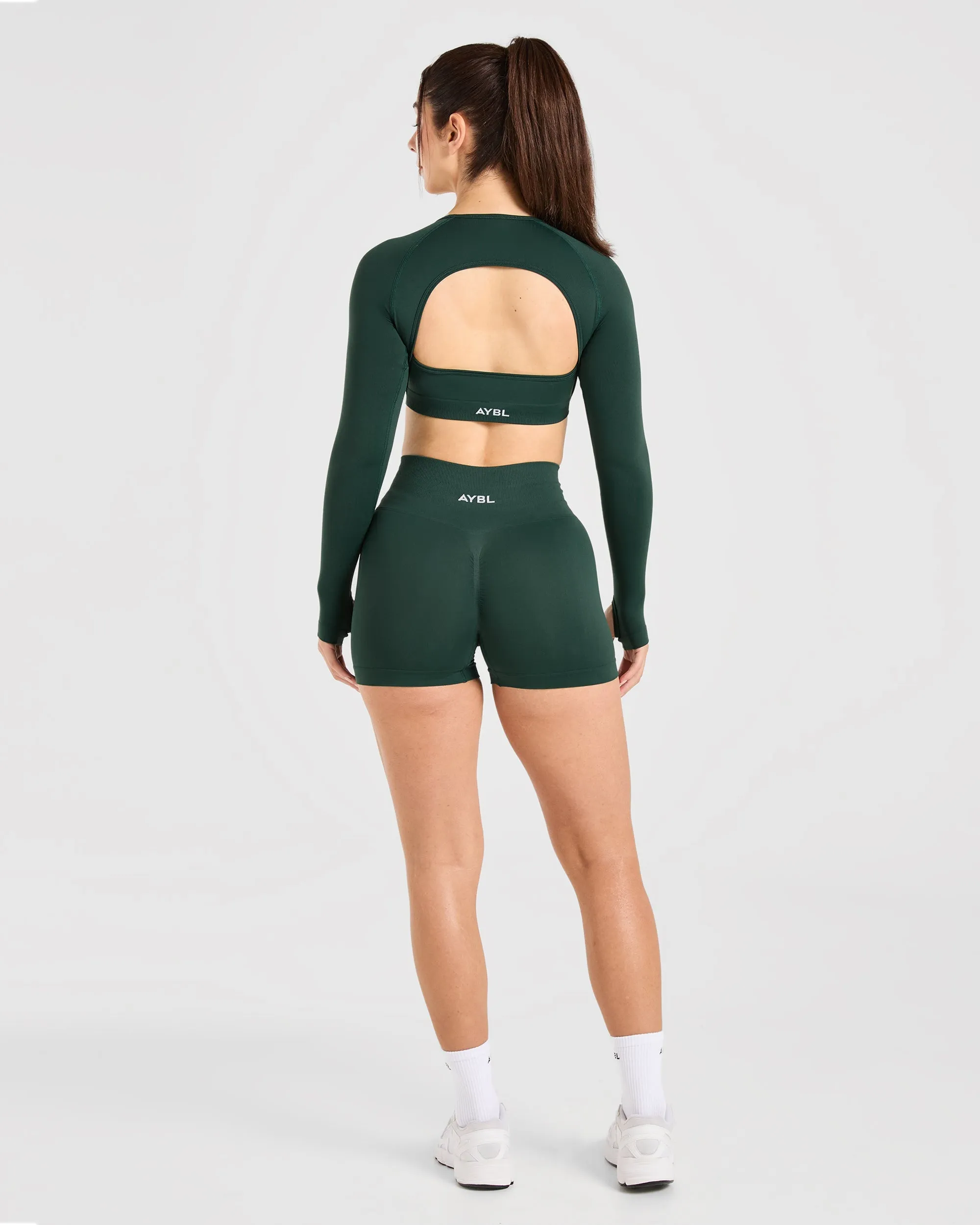Power Seamless Long Sleeve Crop Top - Evergreen sold by AYBL product image thumbnail 4
