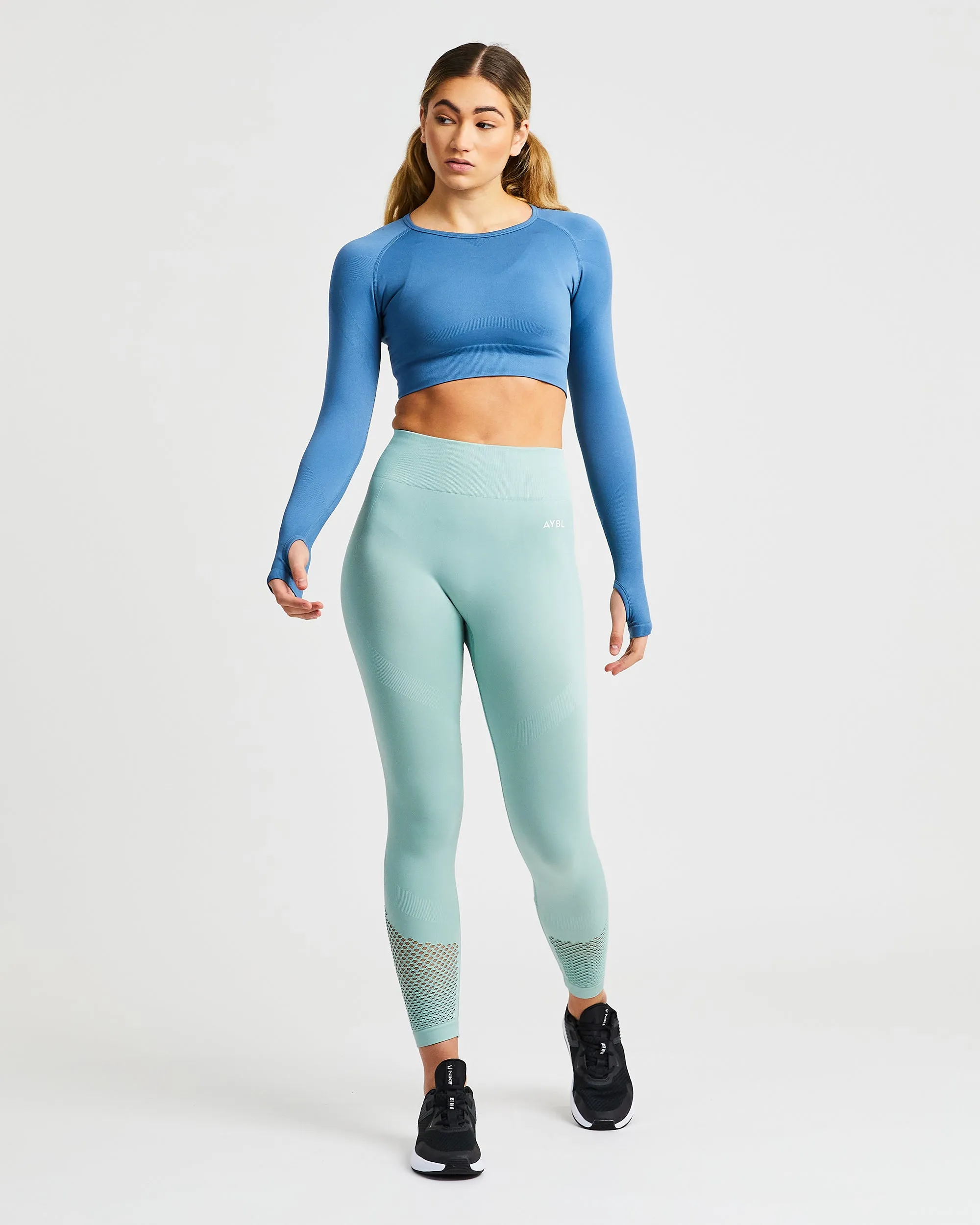 Reform Seamless Long Sleeve Crop Top - Petrol Blue sold by AYBL product image thumbnail 3
