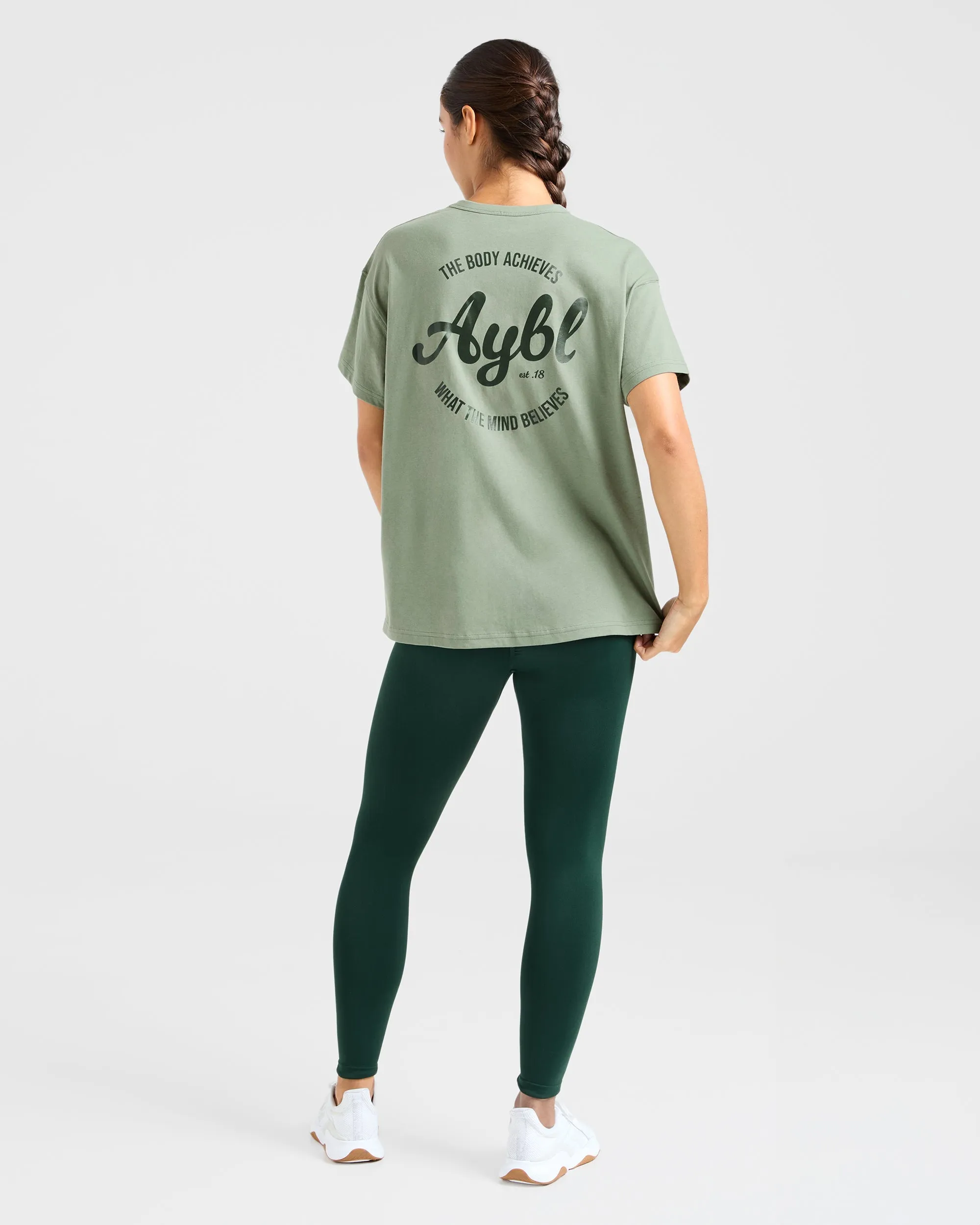 Body Achieve Mind Believe Oversized T Shirt - Green sold by AYBL product image thumbnail 3