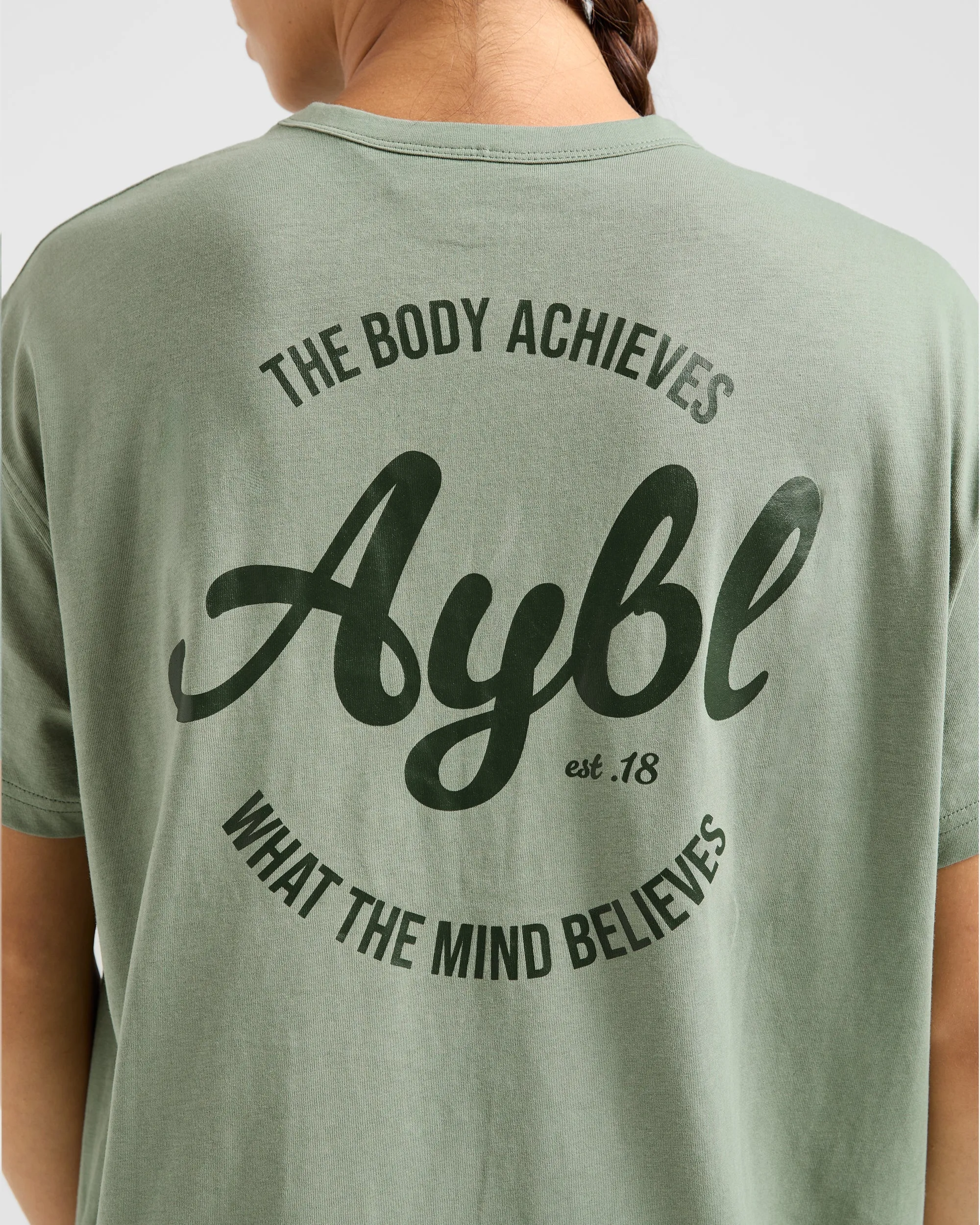 Body Achieve Mind Believe Oversized T Shirt - Green sold by AYBL product image thumbnail 5