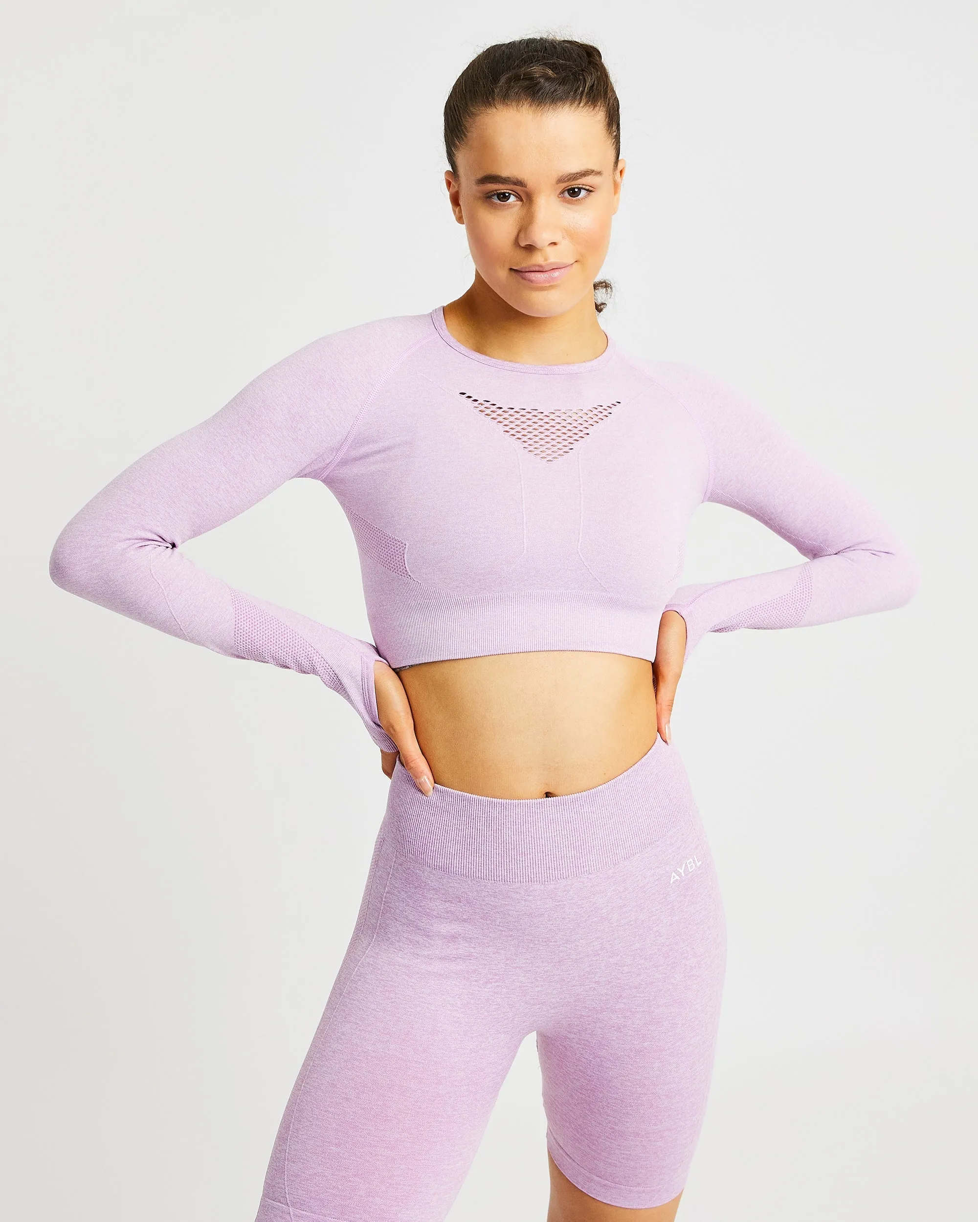 Motion Seamless Long Sleeve Crop Top - Pink sold by AYBL