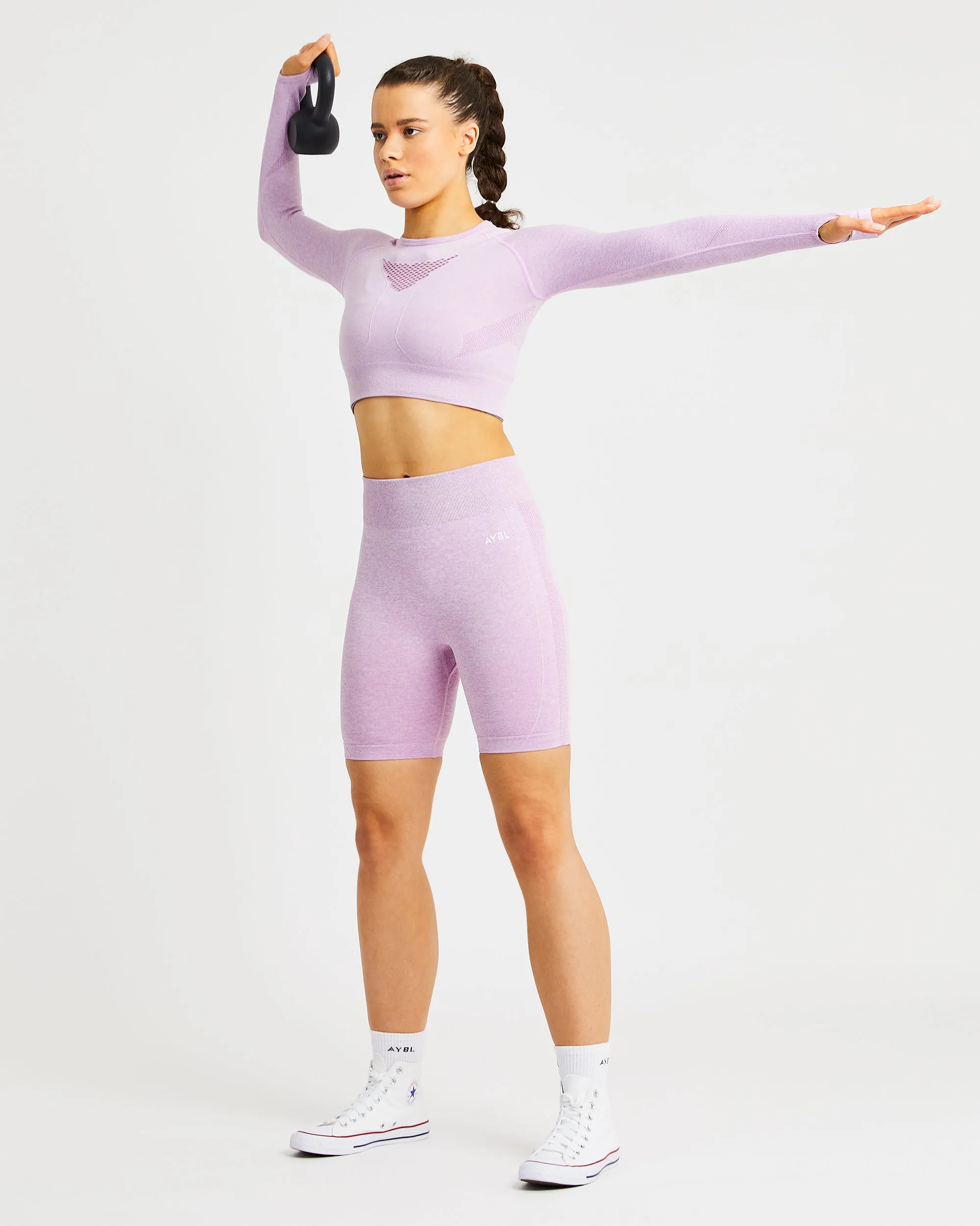 Motion Seamless Long Sleeve Crop Top - Pink sold by AYBL product image thumbnail 5