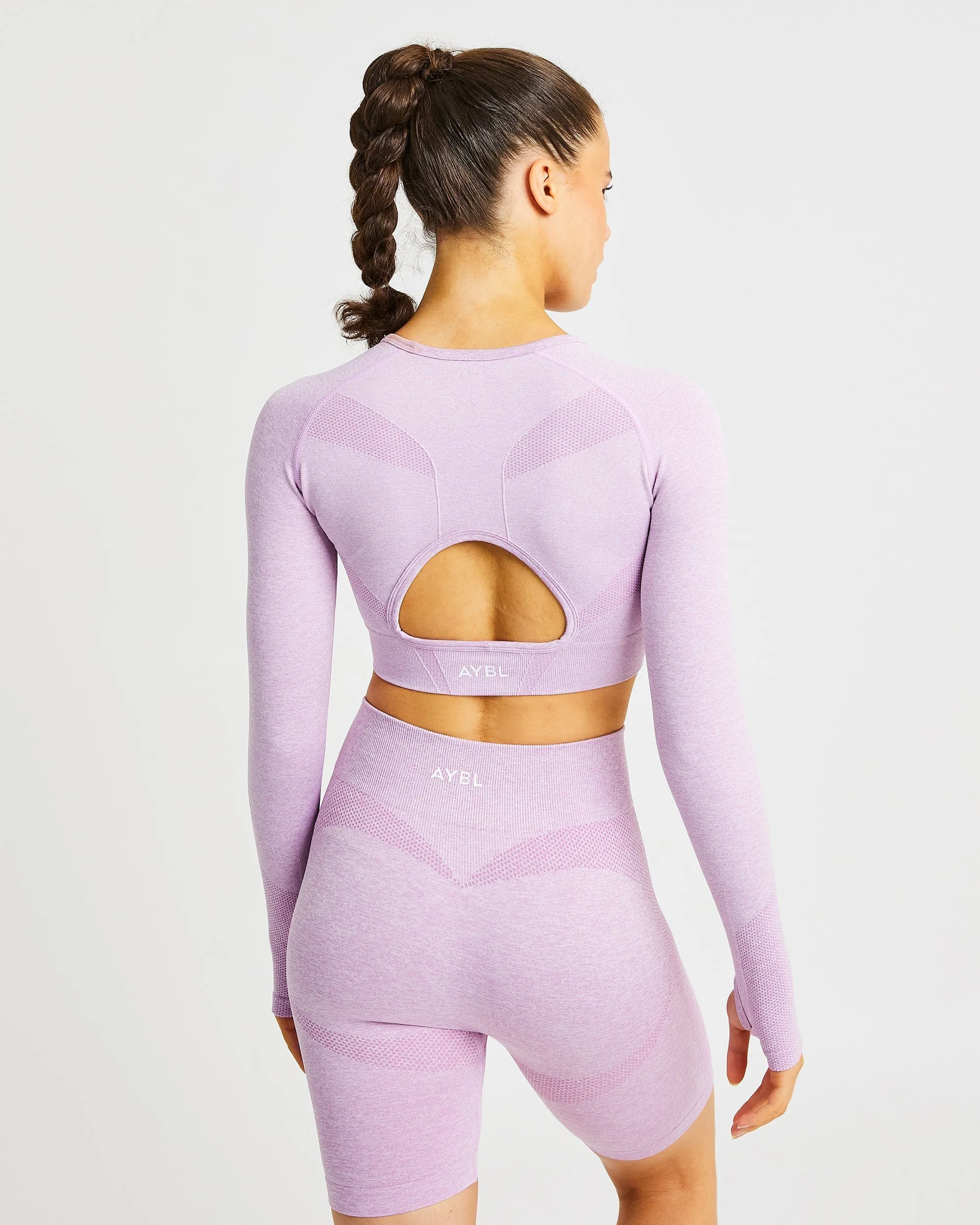 Motion Seamless Long Sleeve Crop Top - Pink sold by AYBL product image thumbnail 2