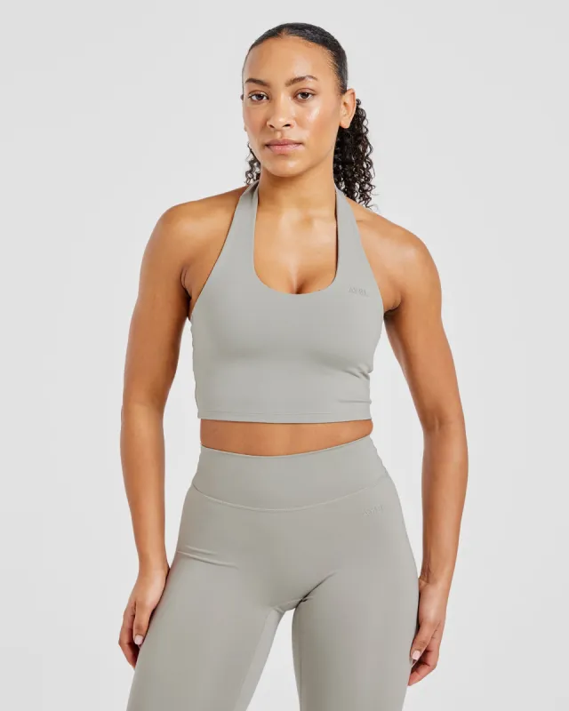 Staple Halterneck Crop Top - Washed Olive sold by AYBL