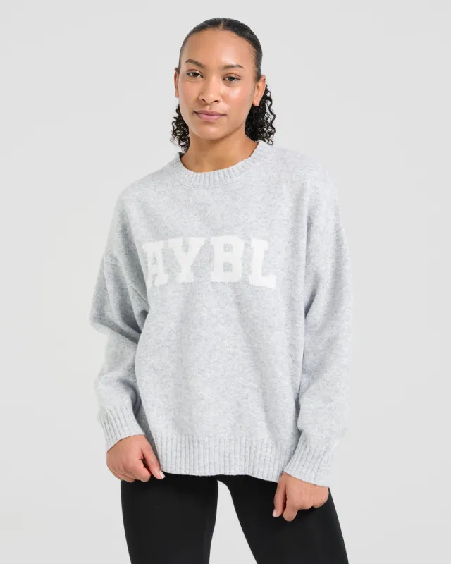 Varsity Oversized Knitted Sweater - Grey Marl sold by AYBL