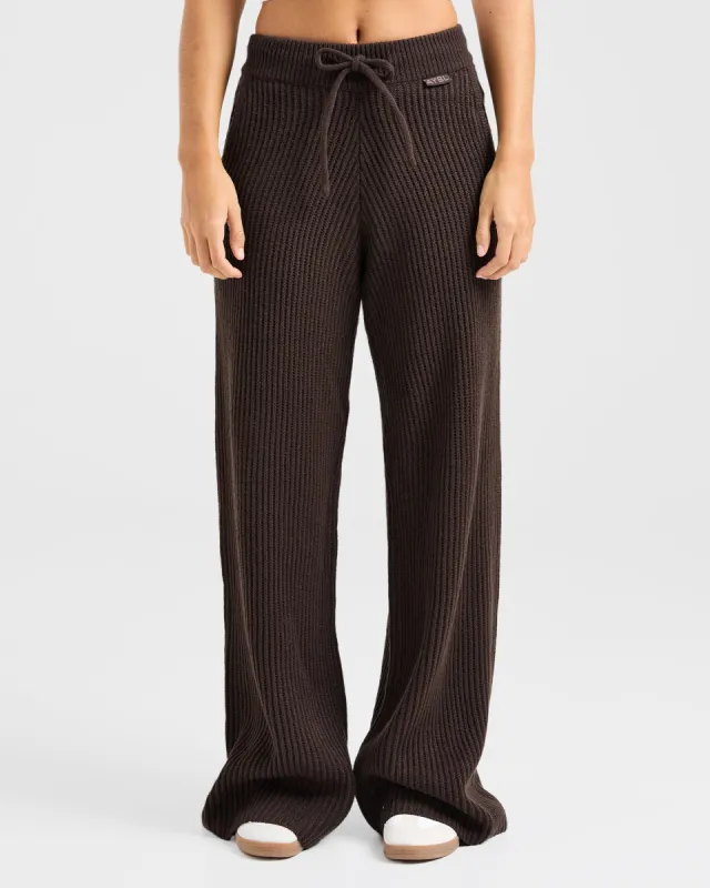 Lounge Oversized Knitted Straight Leg Joggers - Deep Cocoa Brown sold by AYBL