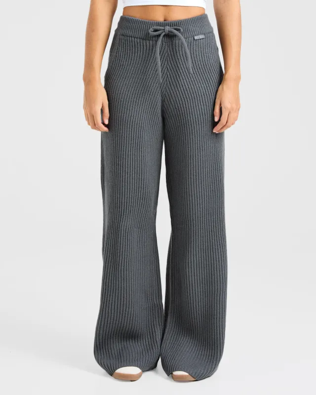 Lounge Oversized Knitted Straight Leg Joggers - Charcoal sold by AYBL