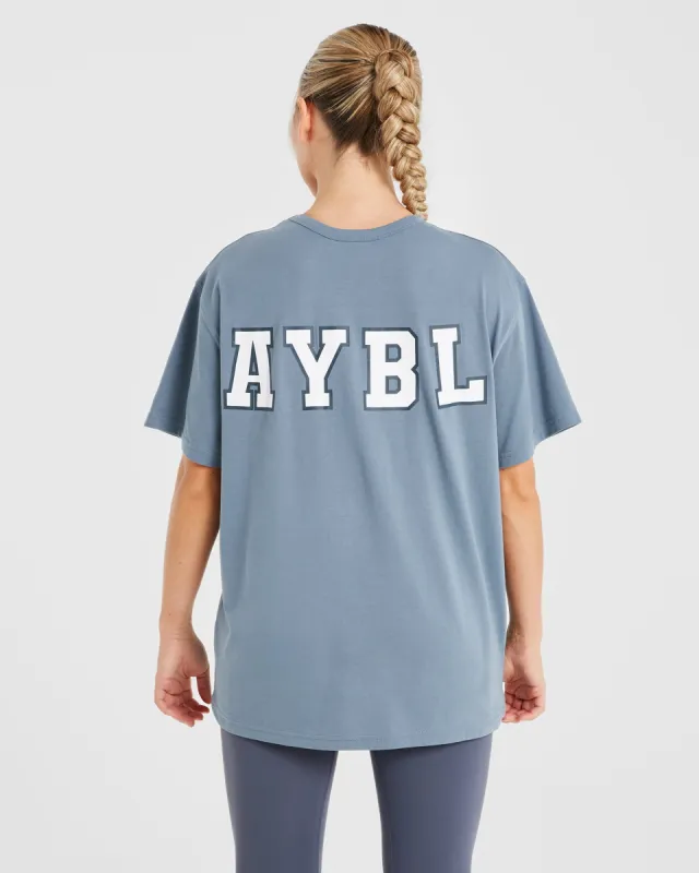 Varsity Statement Oversized T Shirt - Slate Blue sold by AYBL