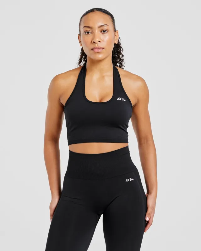 Empower Seamless Halterneck Crop Top - Black sold by AYBL