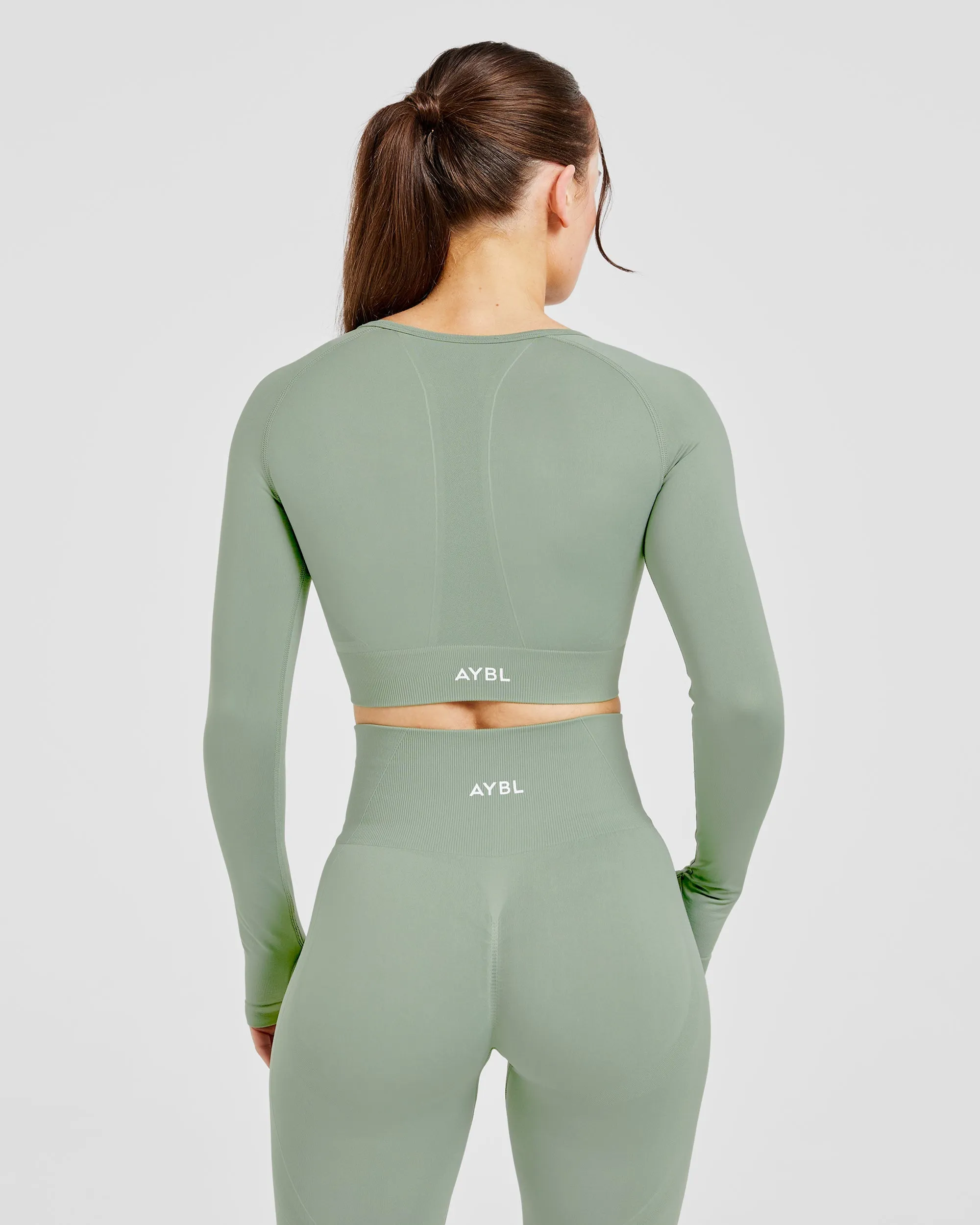 Empower Seamless Long Sleeve Crop Top - Grove Green sold by AYBL product image thumbnail 2
