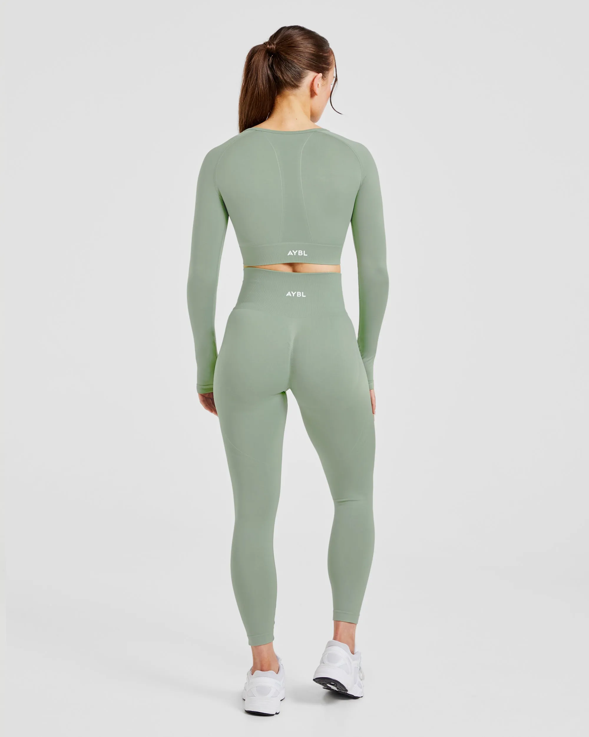 Empower Seamless Long Sleeve Crop Top - Grove Green sold by AYBL product image thumbnail 4