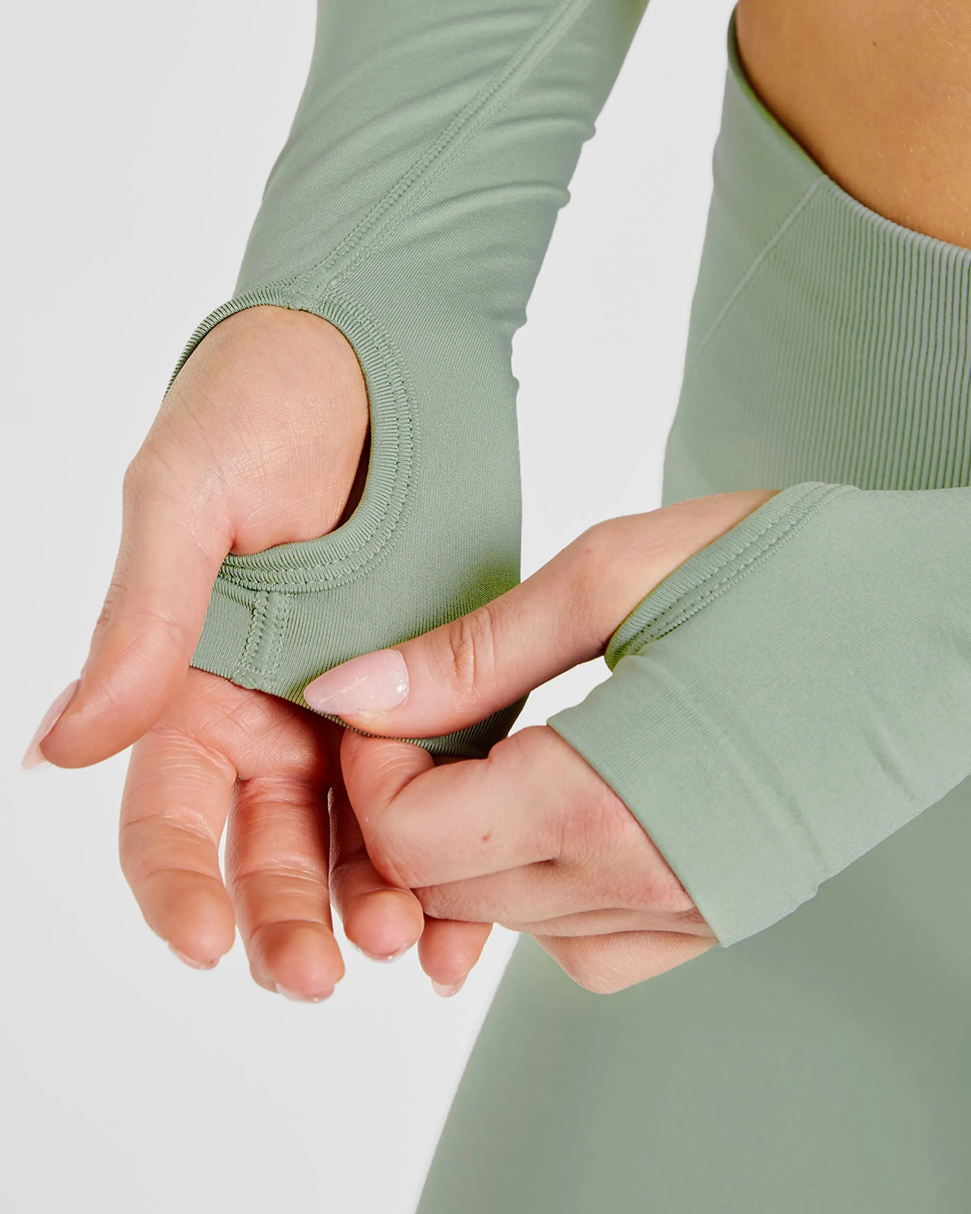 Empower Seamless Long Sleeve Crop Top - Grove Green sold by AYBL product image thumbnail 5