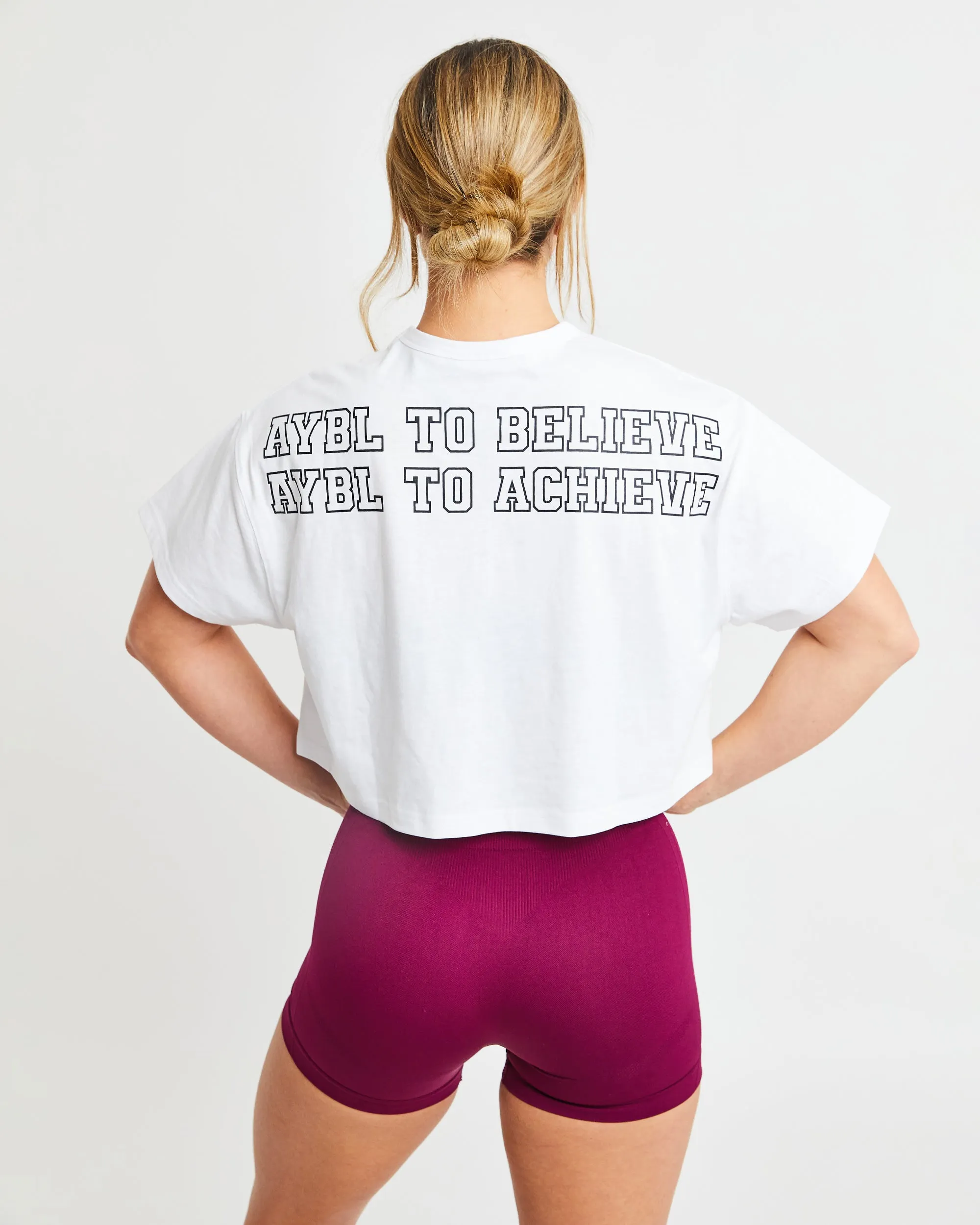 Slogan Oversized Crop T Shirt - White sold by AYBL