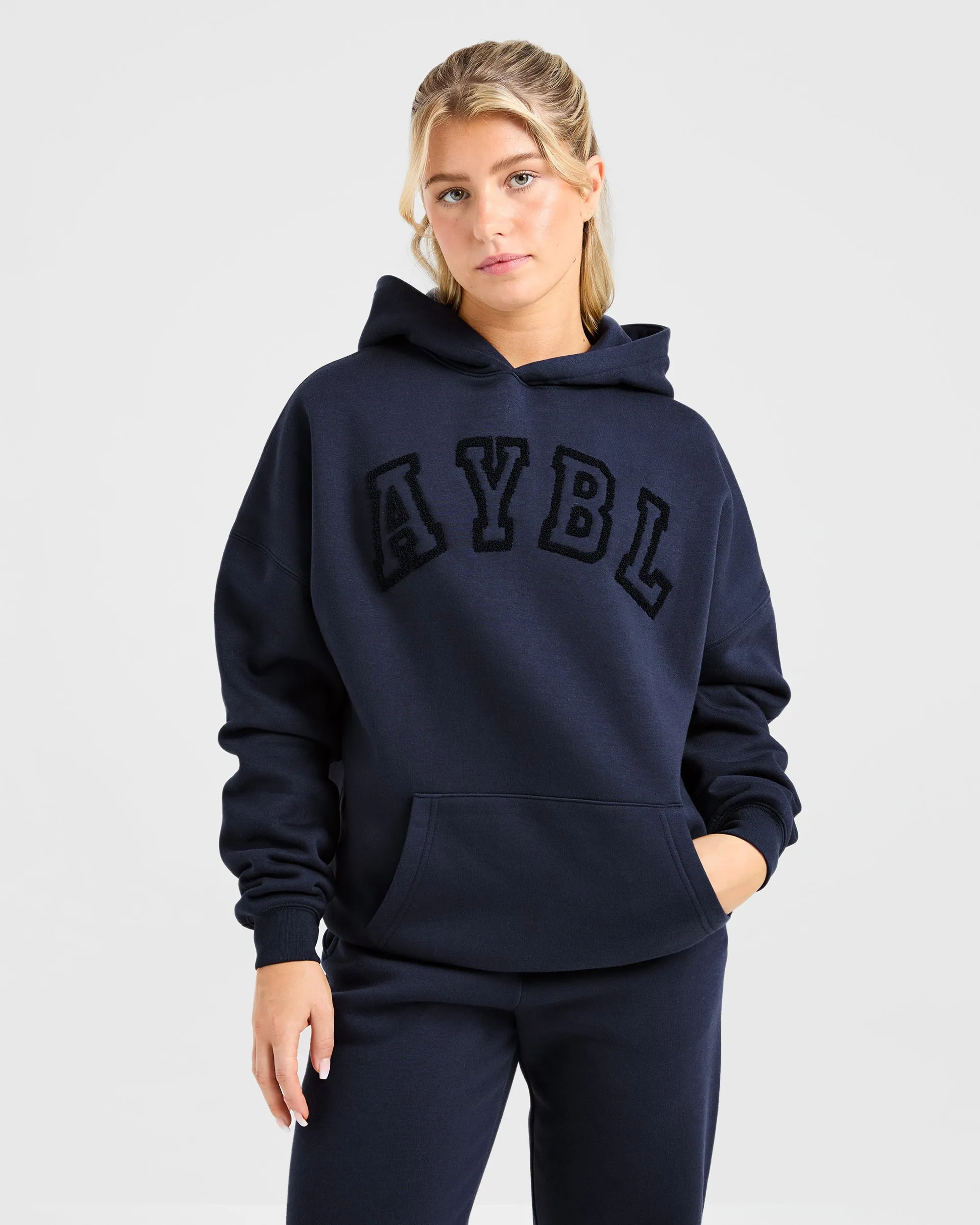 Varsity Oversized Outline Hoodie - Navy sold by AYBL