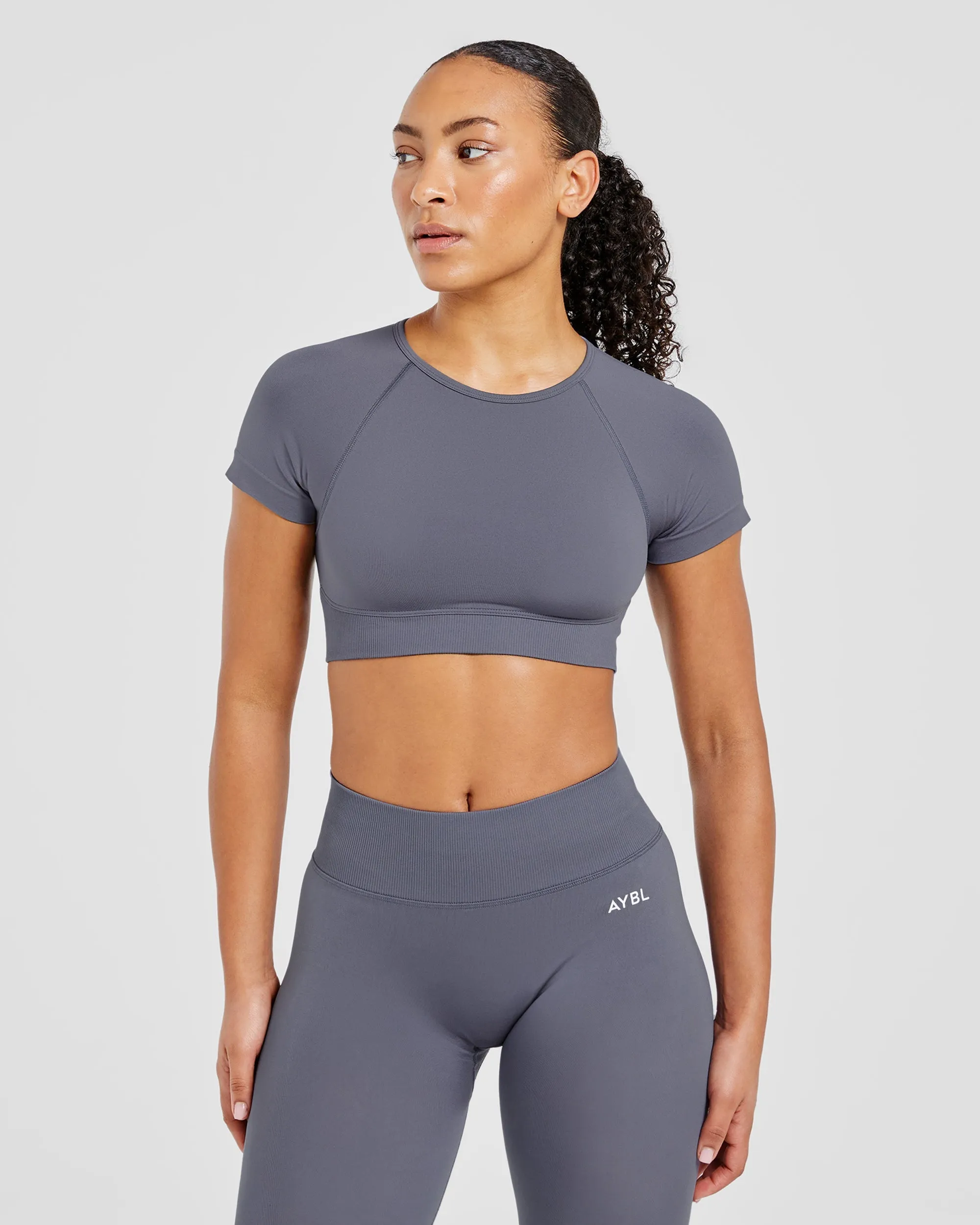 Adapt Seamless Crop Top - Slate sold by AYBL