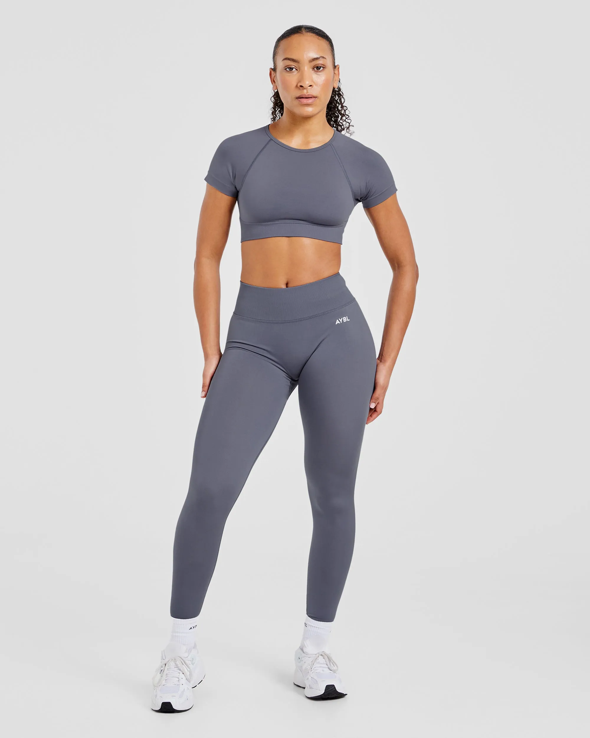 Adapt Seamless Crop Top - Slate sold by AYBL product image thumbnail 3
