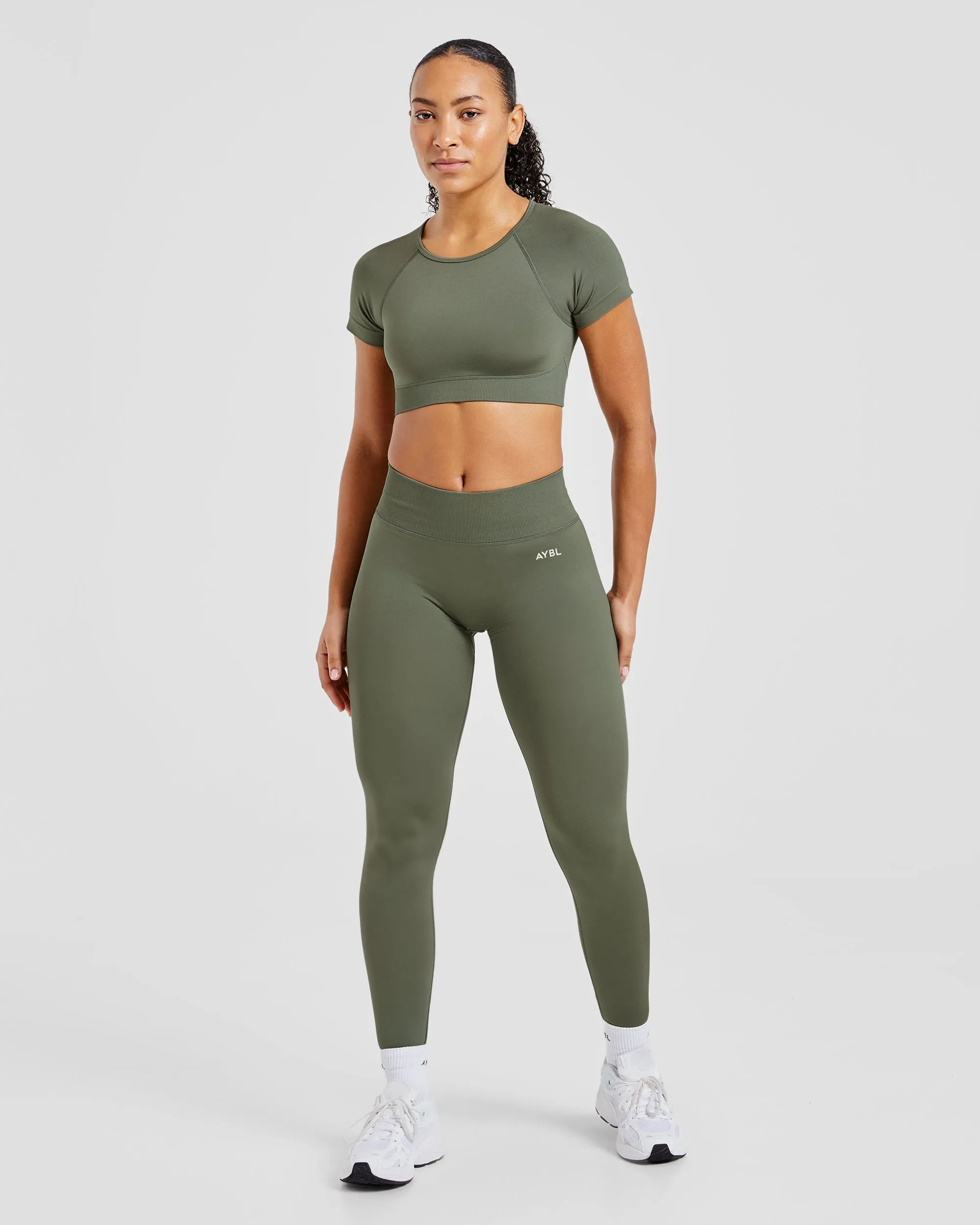 Adapt Seamless Crop Top - Green sold by AYBL product image thumbnail 3
