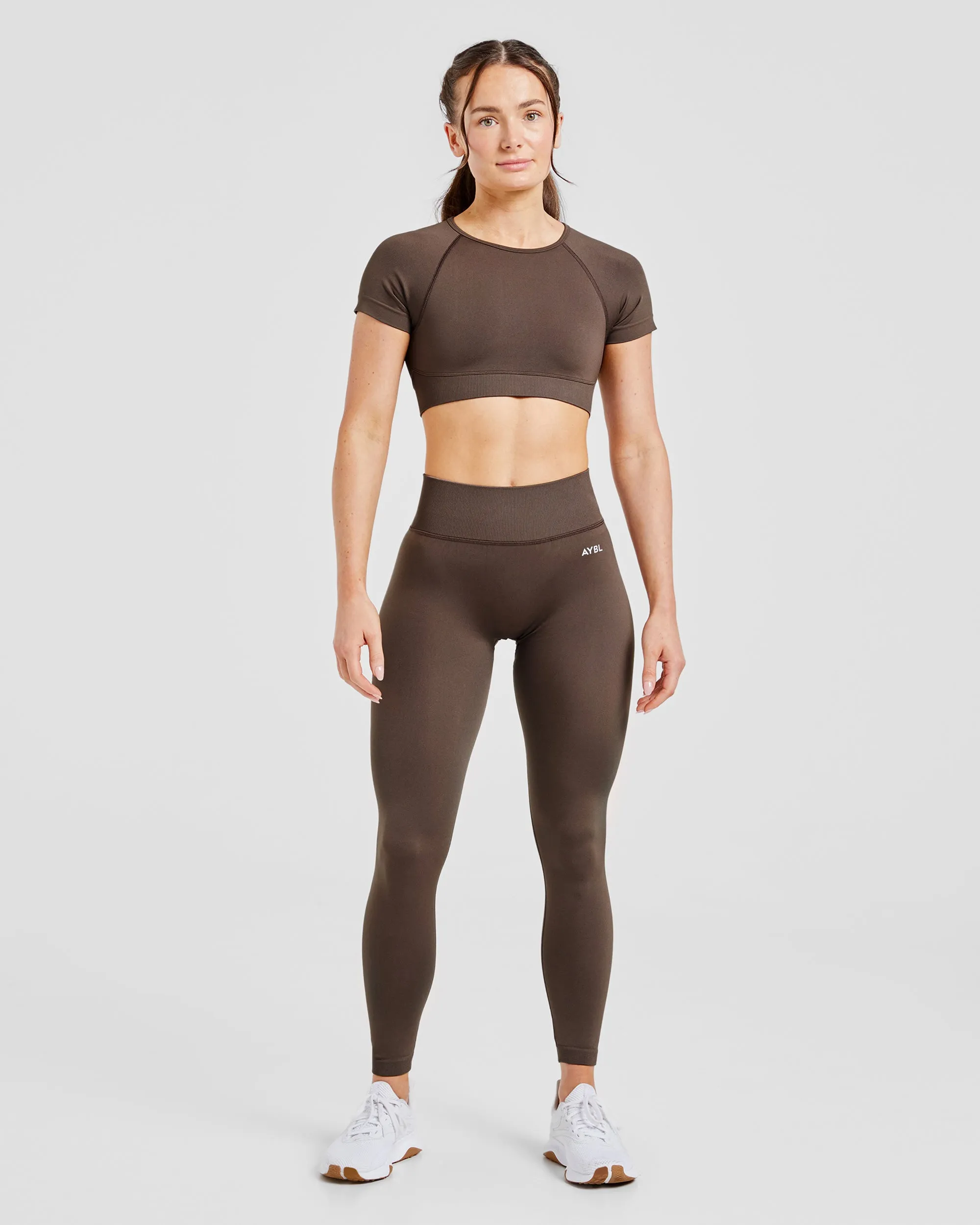 Adapt Seamless Crop Top - Brown sold by AYBL product image thumbnail 3