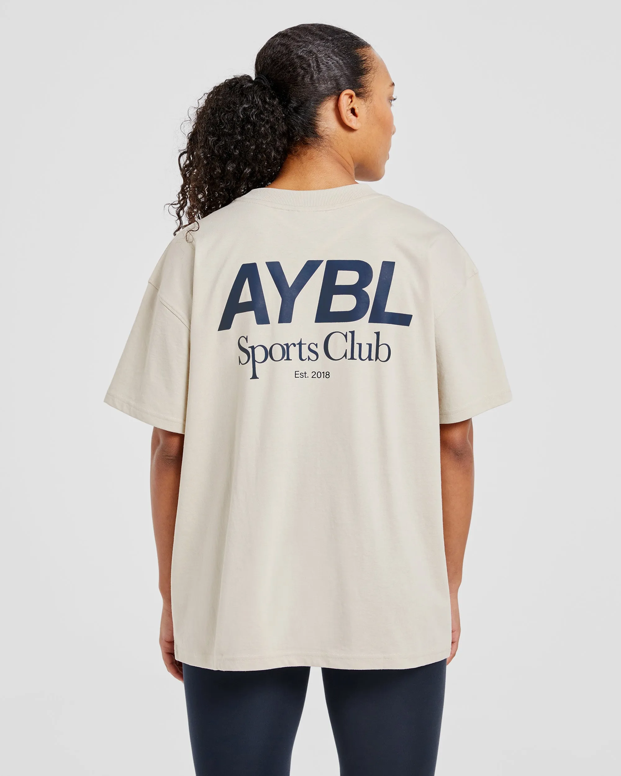 AYBL Sports Club Oversized T Shirt - Sand/Navy sold by AYBL