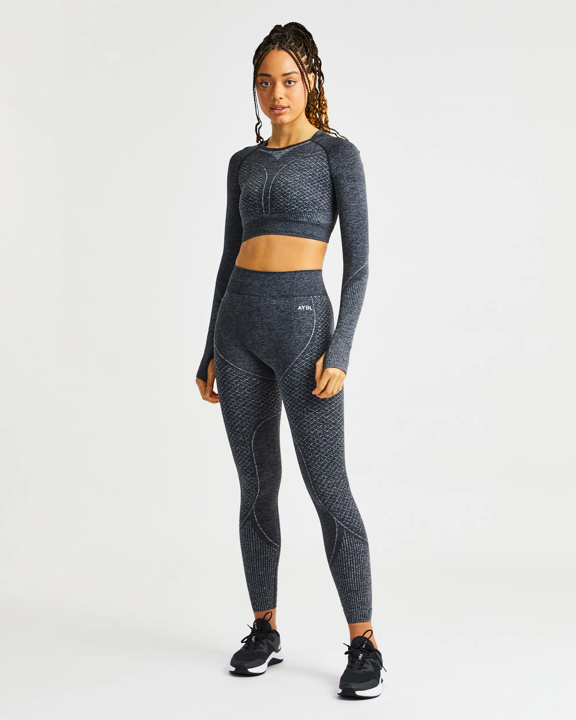 Impact Seamless Long Sleeve Crop Top - Black sold by AYBL product image thumbnail 3