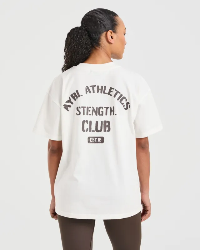 Athletics Strength Club Oversized T Shirt - Off White/Brown sold by AYBL