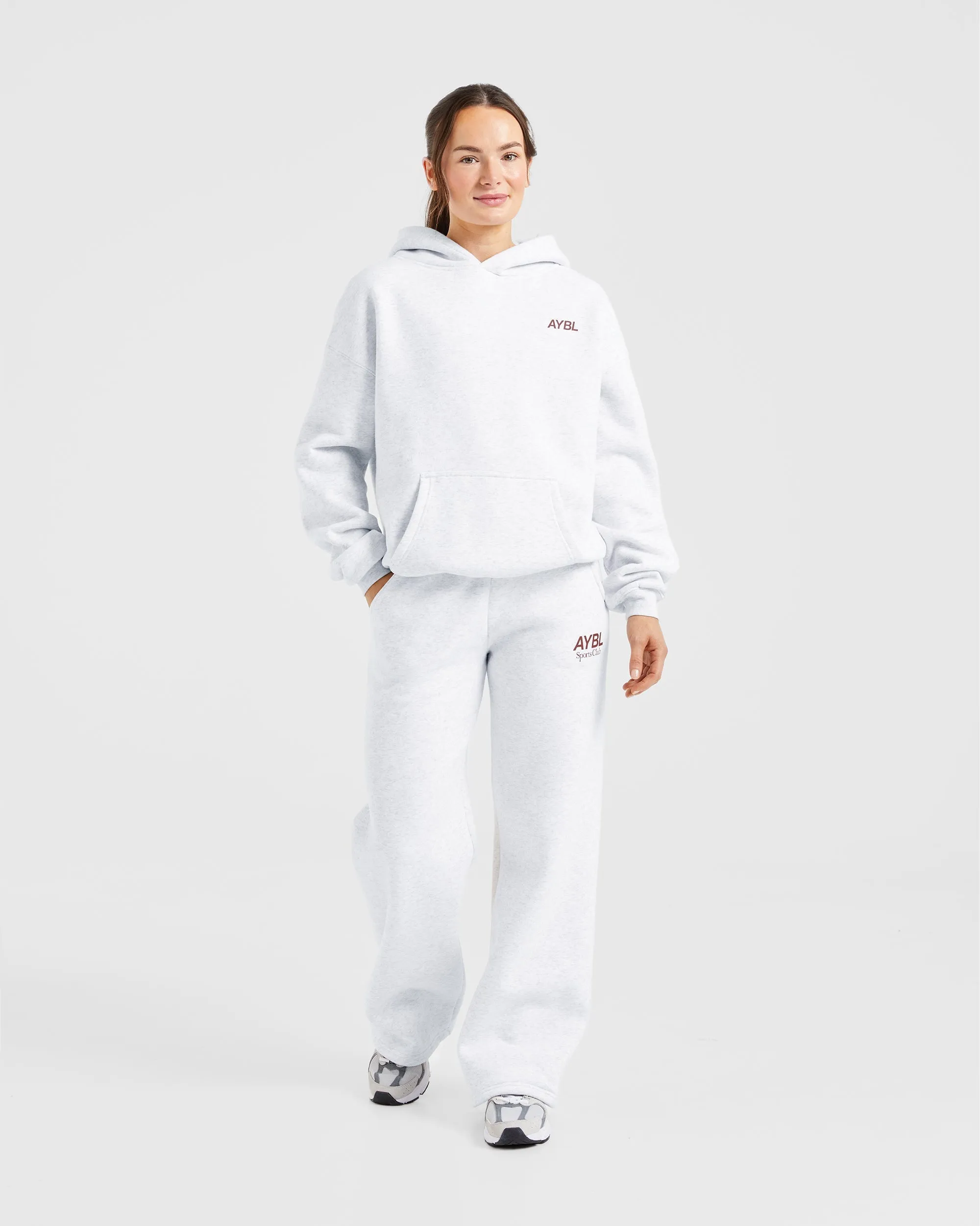 AYBL Sports Club Oversized Straight Leg Joggers - Grey Marl/Burgundy sold by AYBL product image thumbnail 3