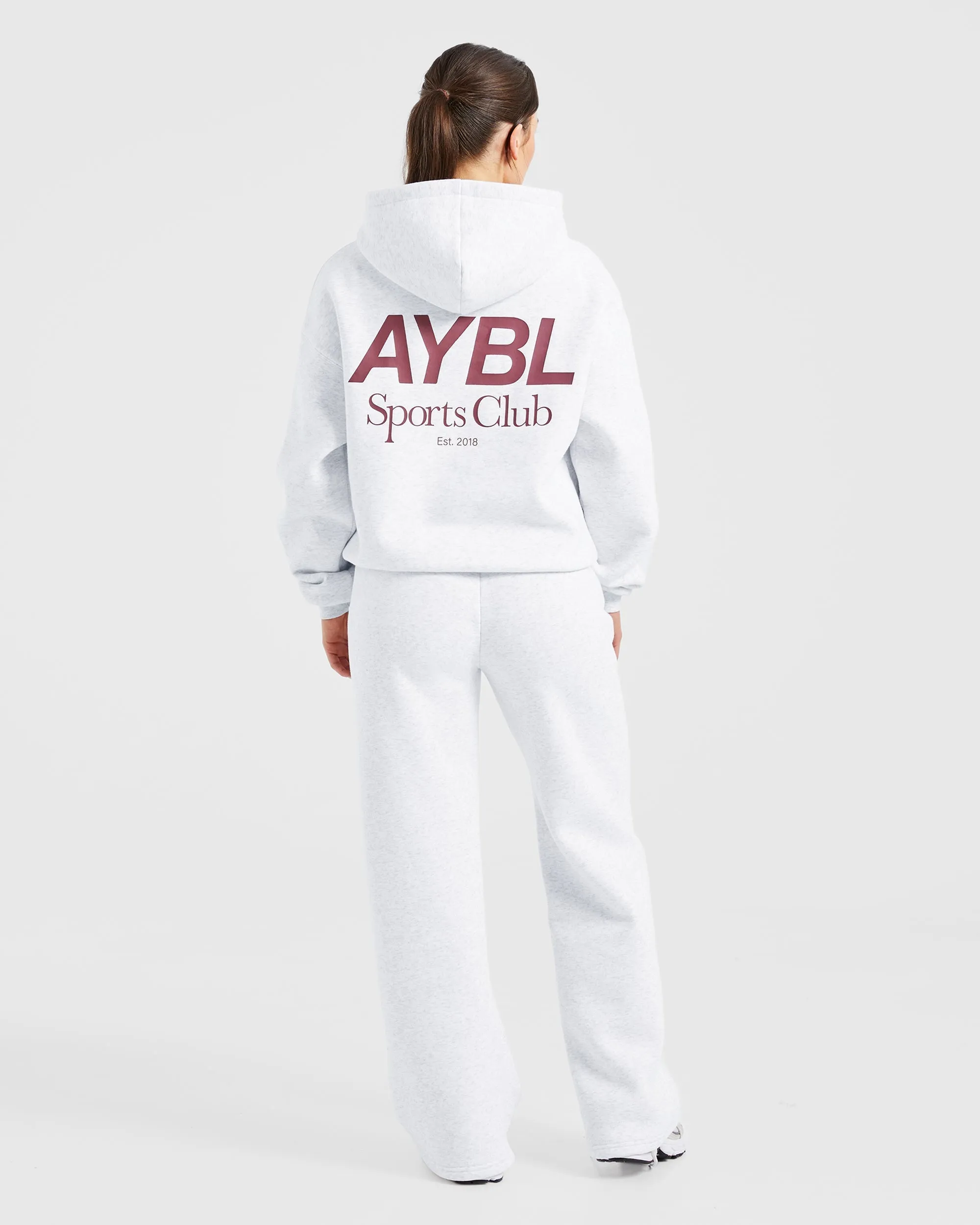 AYBL Sports Club Oversized Straight Leg Joggers - Grey Marl/Burgundy sold by AYBL product image thumbnail 4