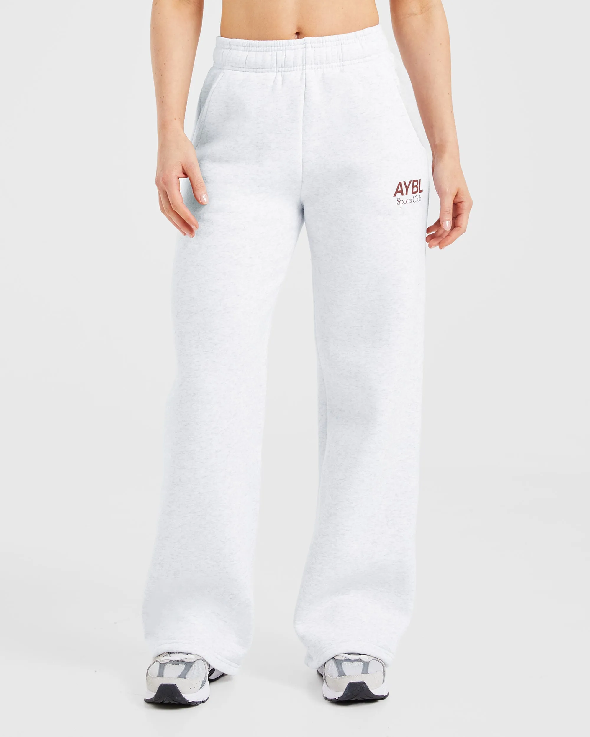 AYBL Sports Club Oversized Straight Leg Joggers - Grey Marl/Burgundy sold by AYBL