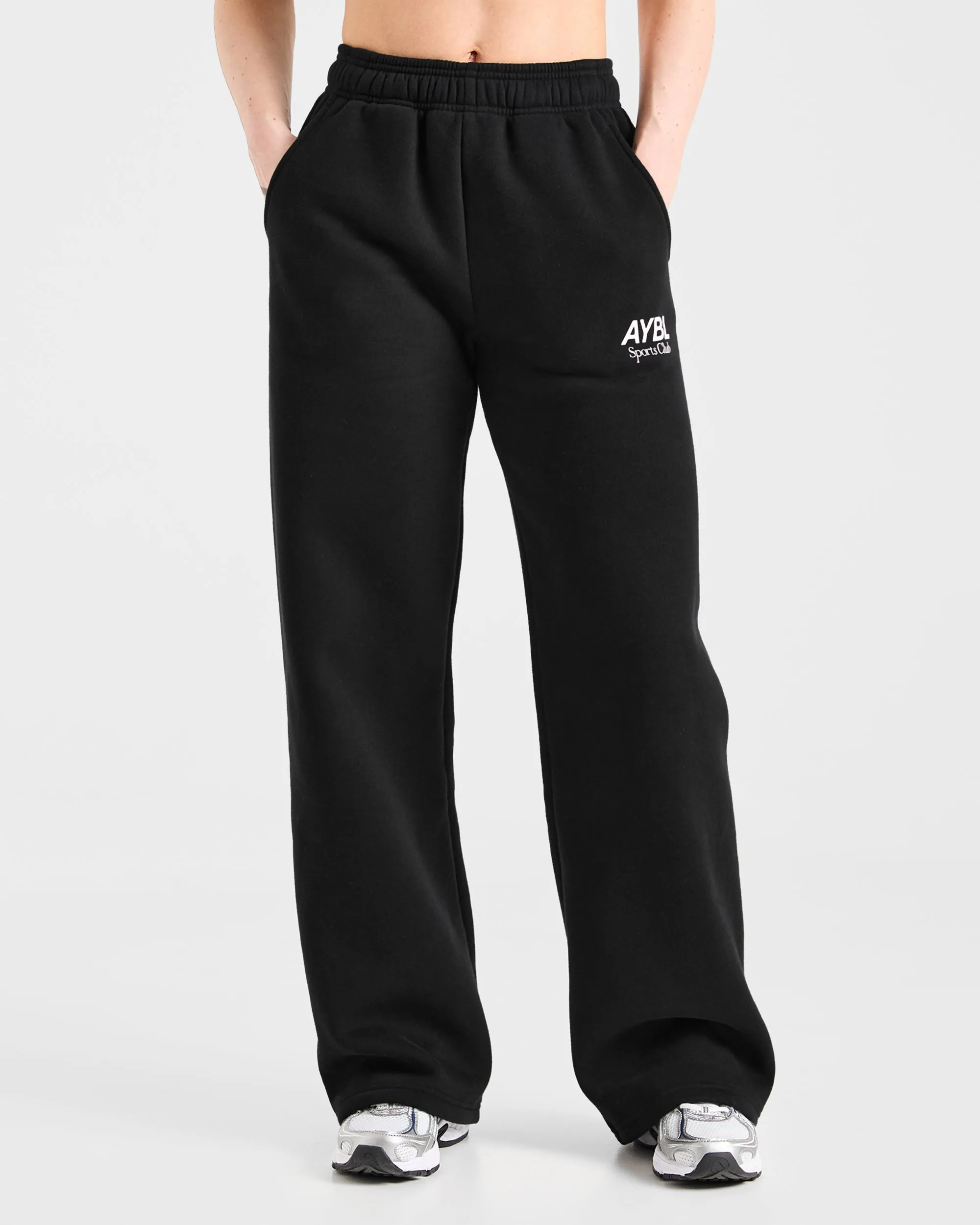 AYBL Sports Club Oversized Straight Leg Joggers - Black/White sold by AYBL