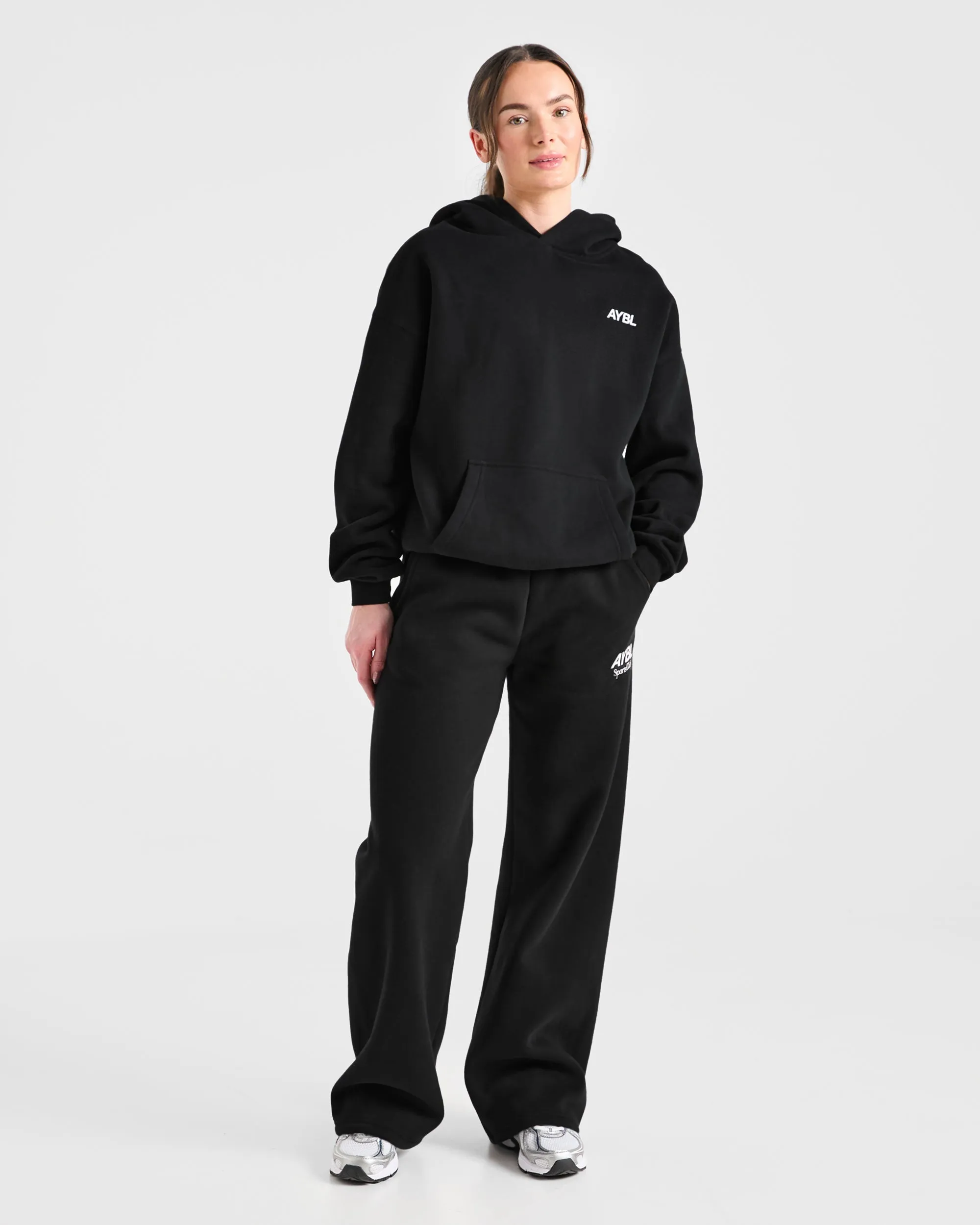 AYBL Sports Club Oversized Straight Leg Joggers - Black/White sold by AYBL product image thumbnail 3